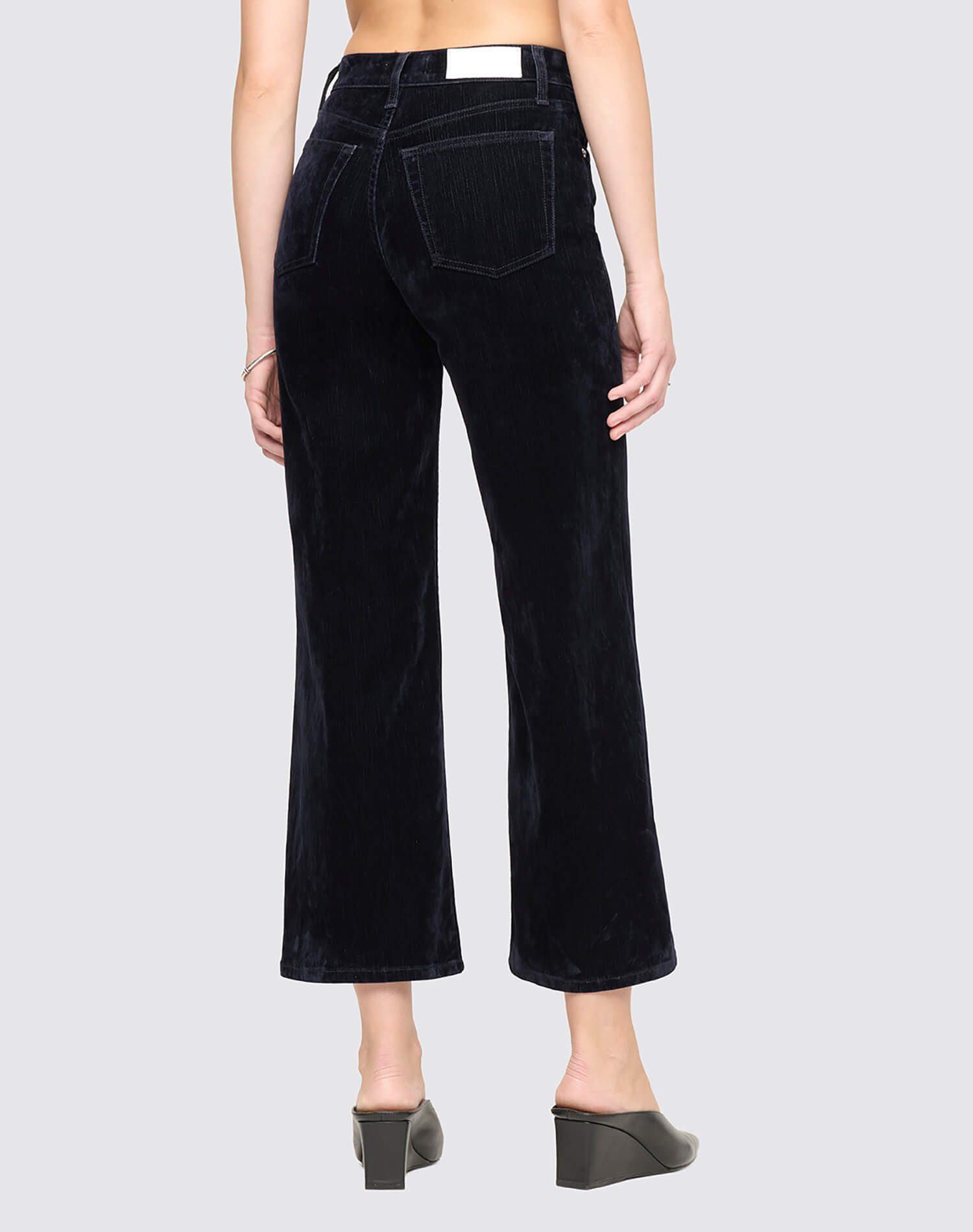High Rise Wide Leg Crop - Navy Flocked