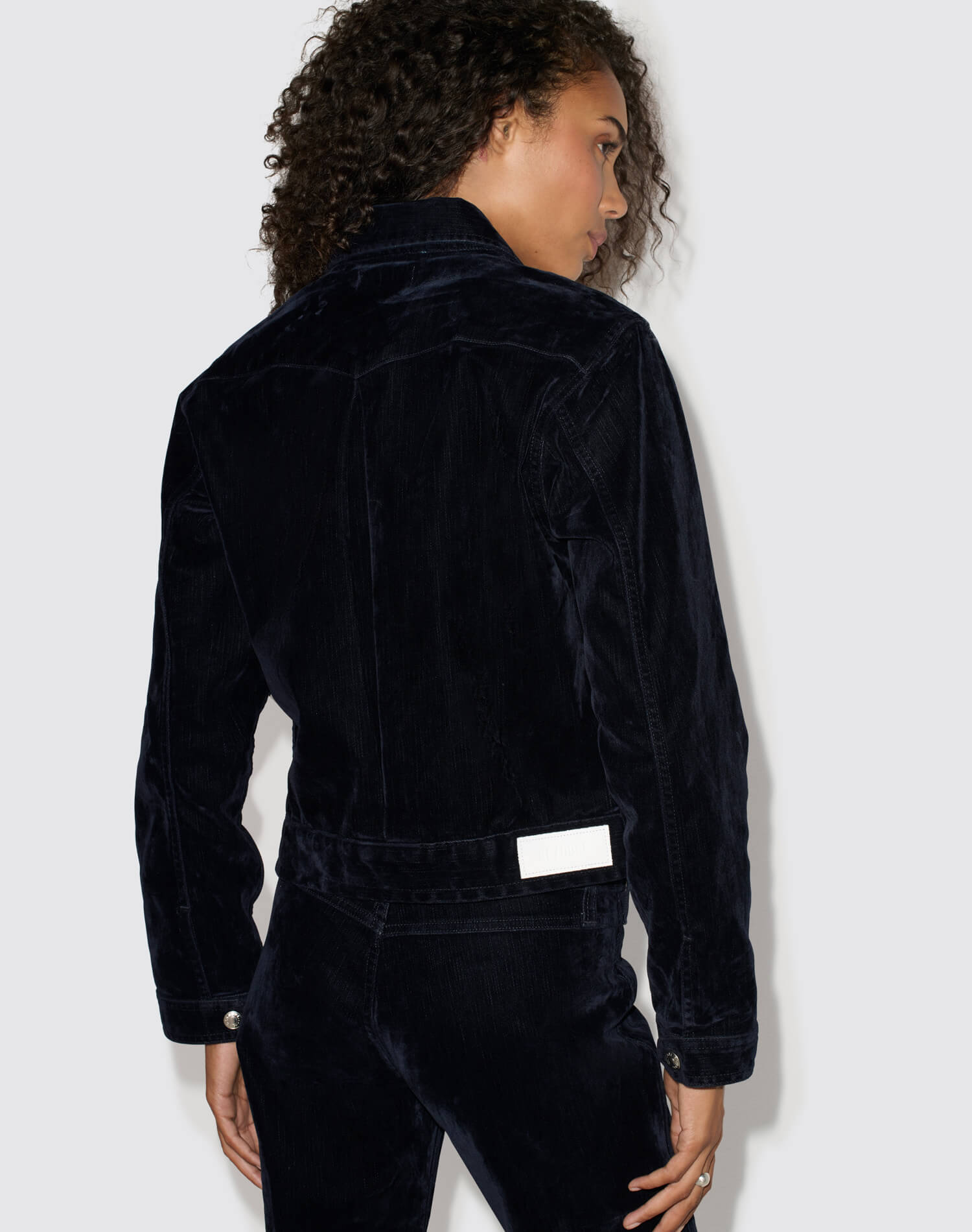 Moss Biker Jacket - Navy Flocked