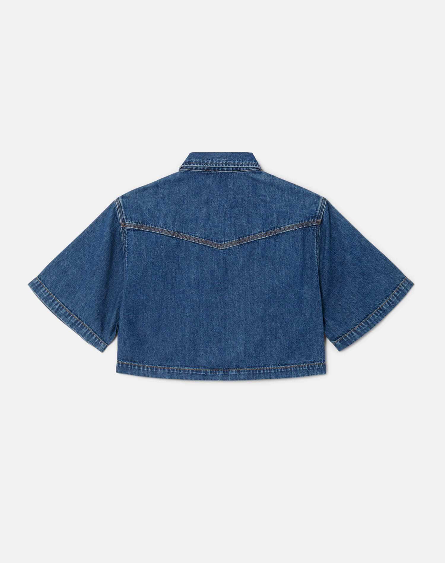 RE/DONE | Oversized Crop Shirt in Rustic Indigo