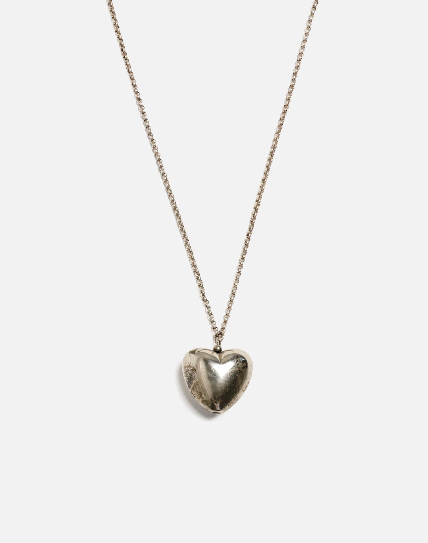 60s Sterling SilverPuffy Heart Necklace