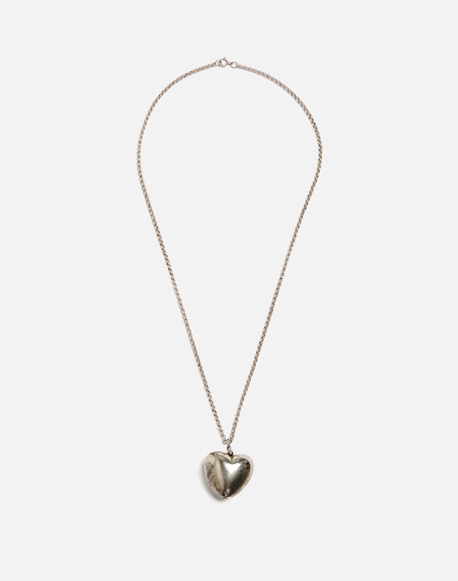 60s Sterling SilverPuffy Heart Necklace