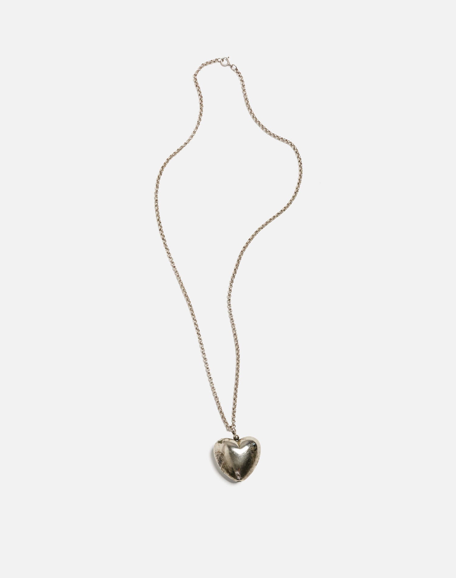 60s Sterling SilverPuffy Heart Necklace