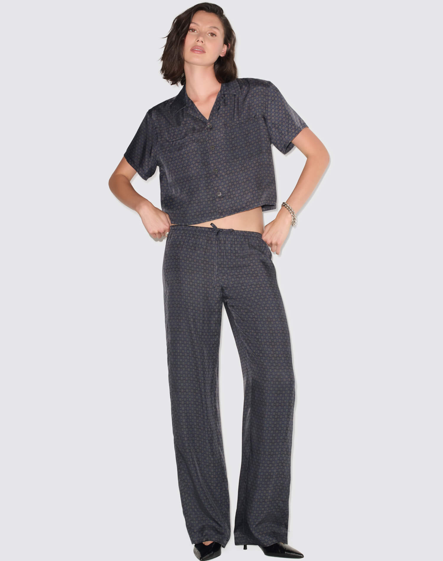 Cali Pant - Mini Navy Tie Print