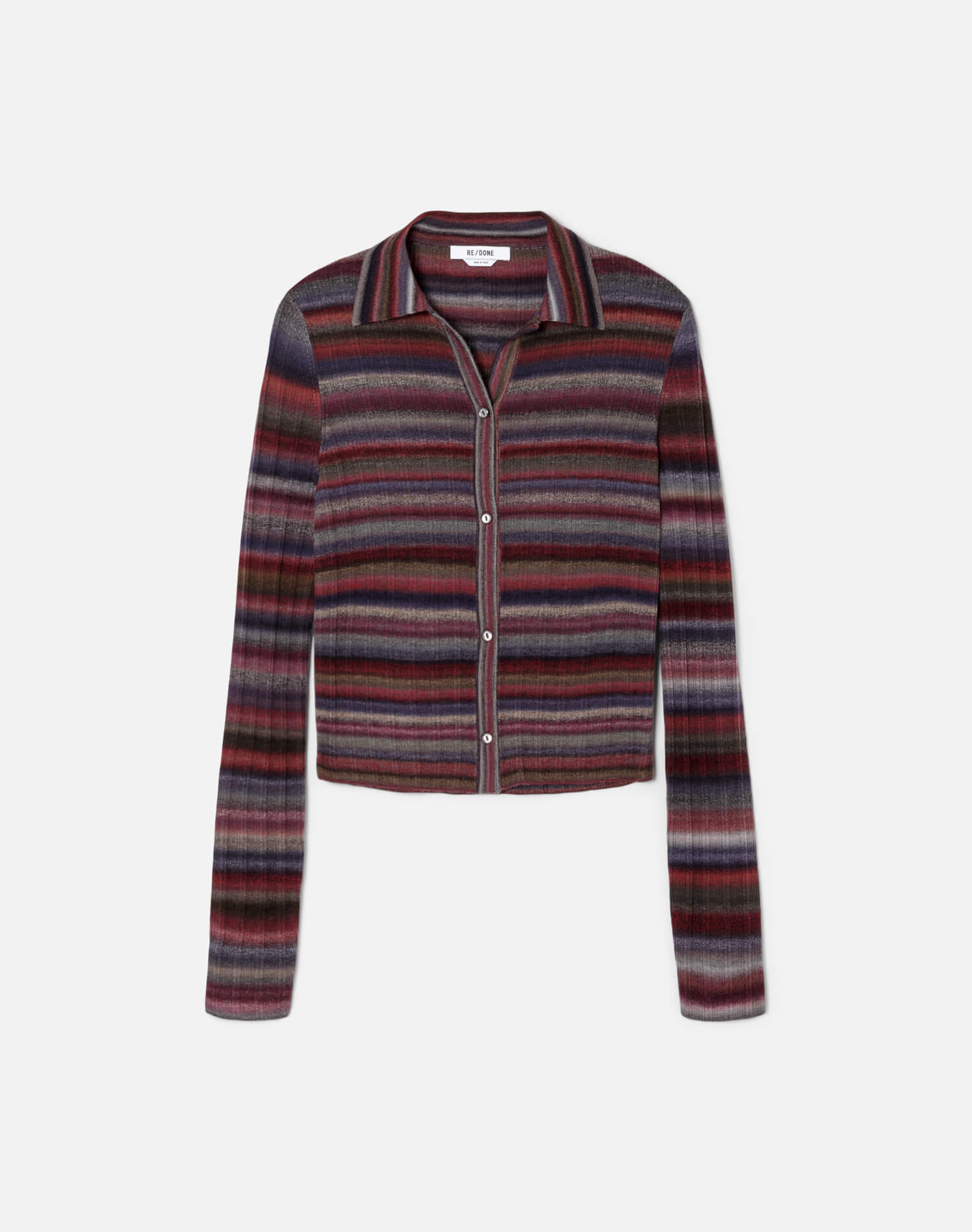 Ribbed Polo Cardigan - Lavender Combo