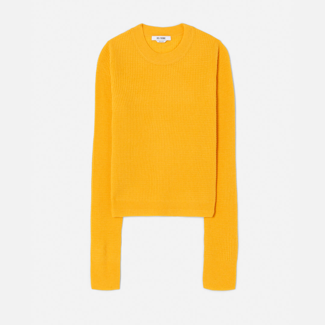 Waffle Slim Pullover - Clementine