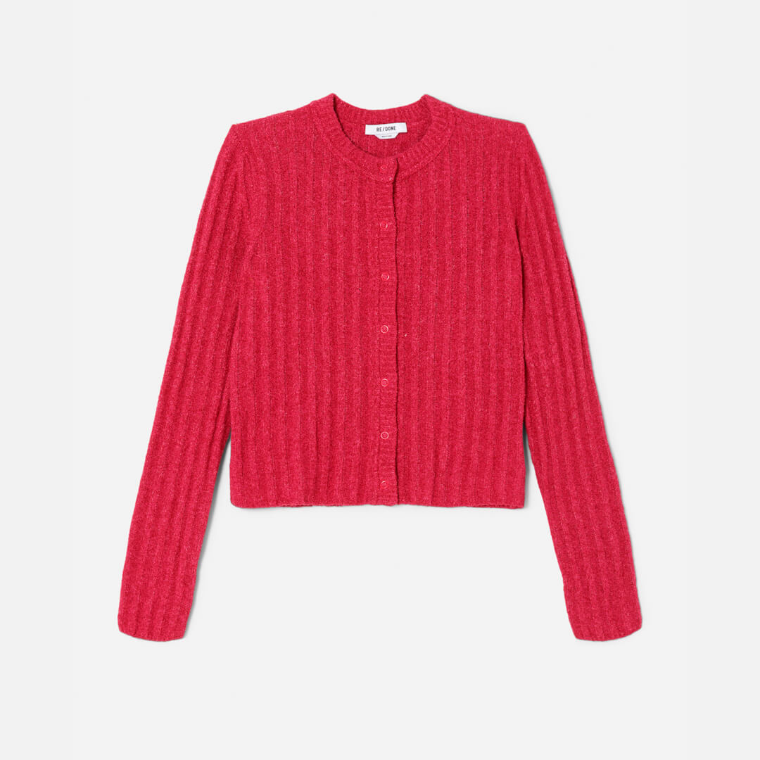 Terry Ribbed Cardi - Dragon Fruit