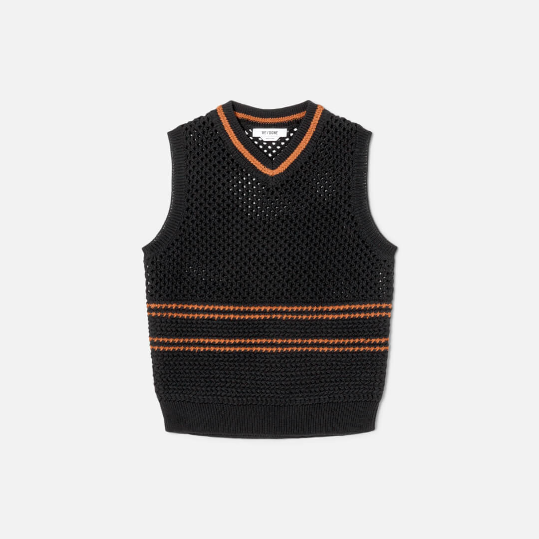 Crochet Mesh Vest - Black Combo