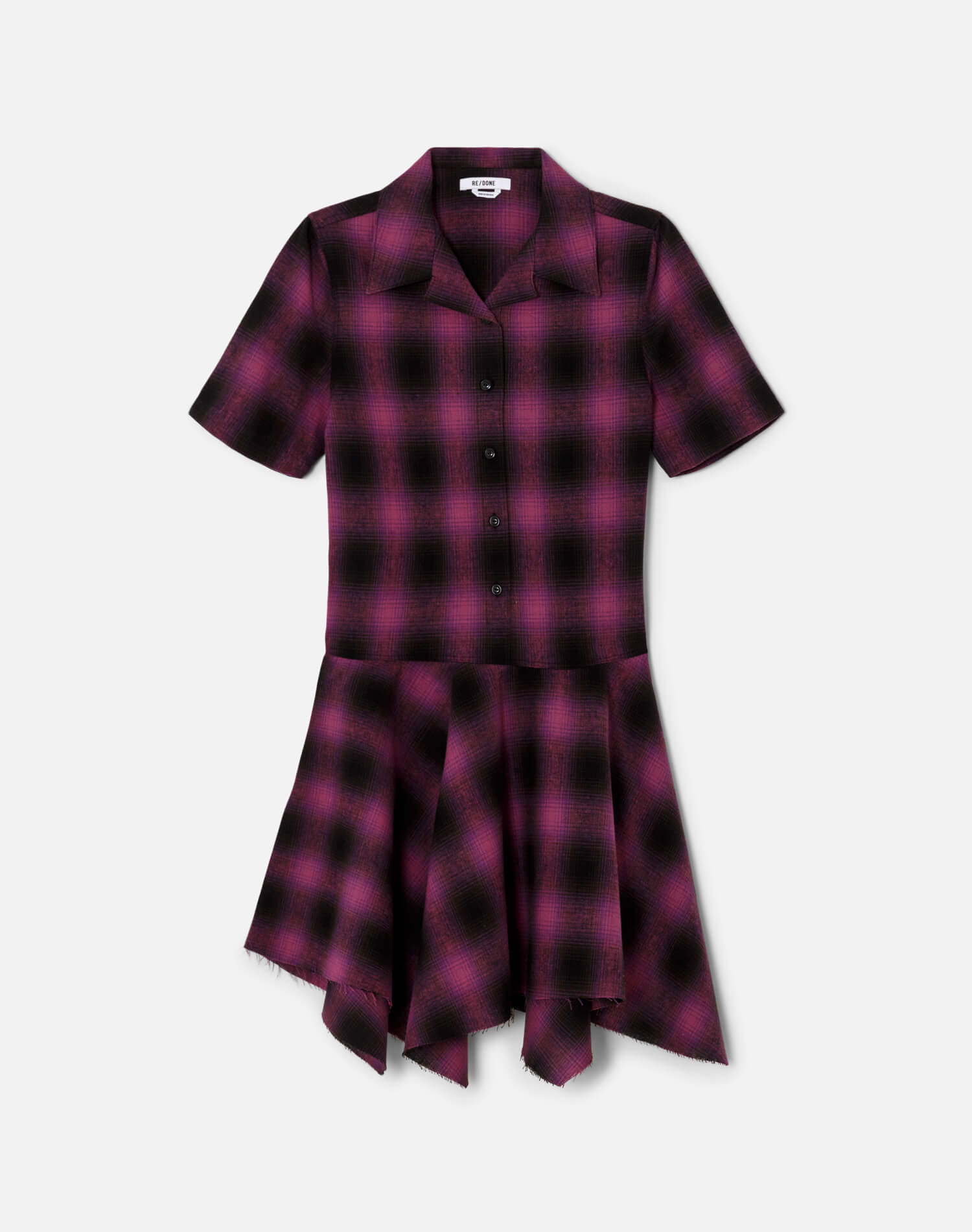 Handkerchief Shirt Dress - Purple Shadow Plaid