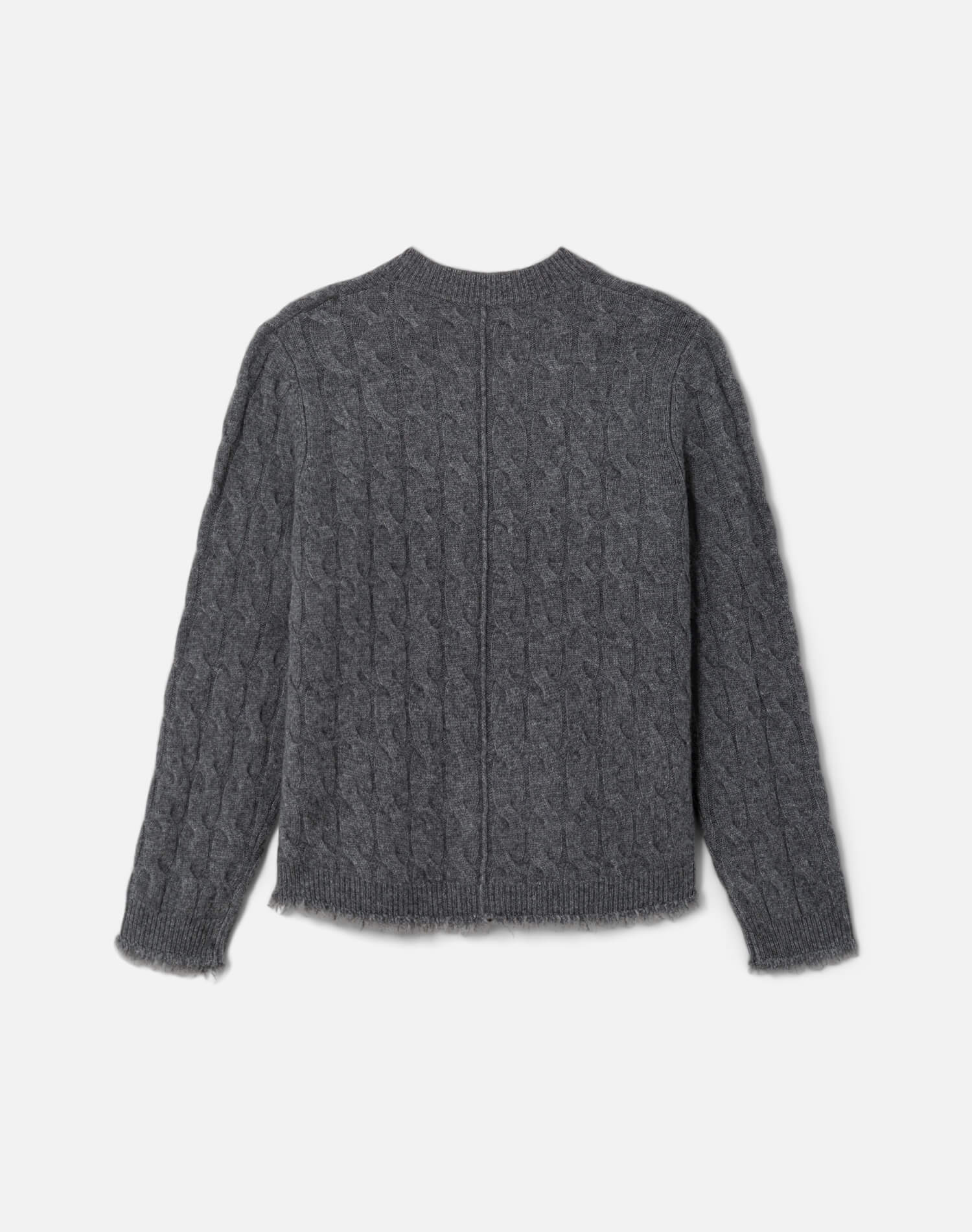 Cable V Neck Cardi - Charcoal