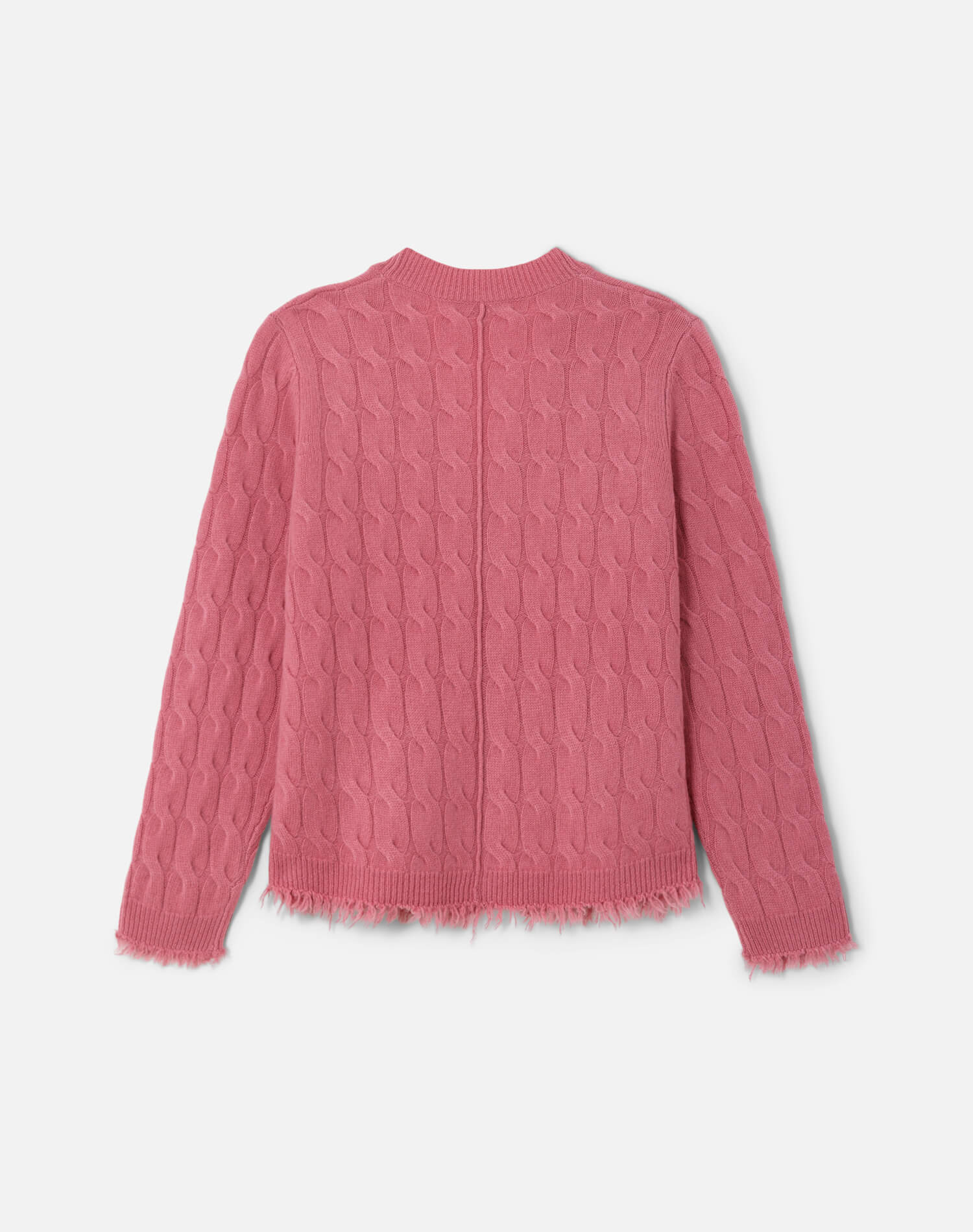 Cable V Neck Cardi - Old Rose