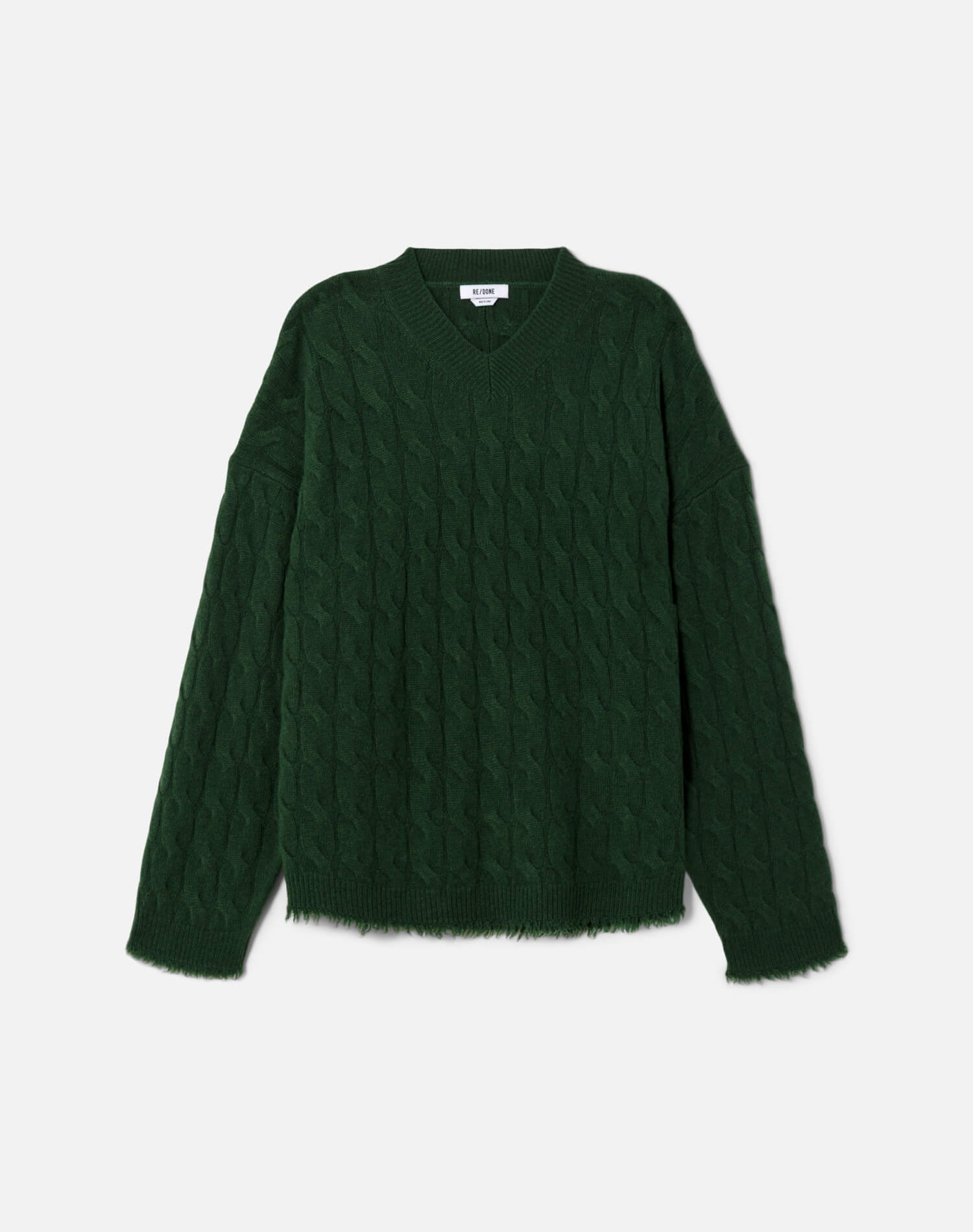 Cable V Neck Pullover - Cedar