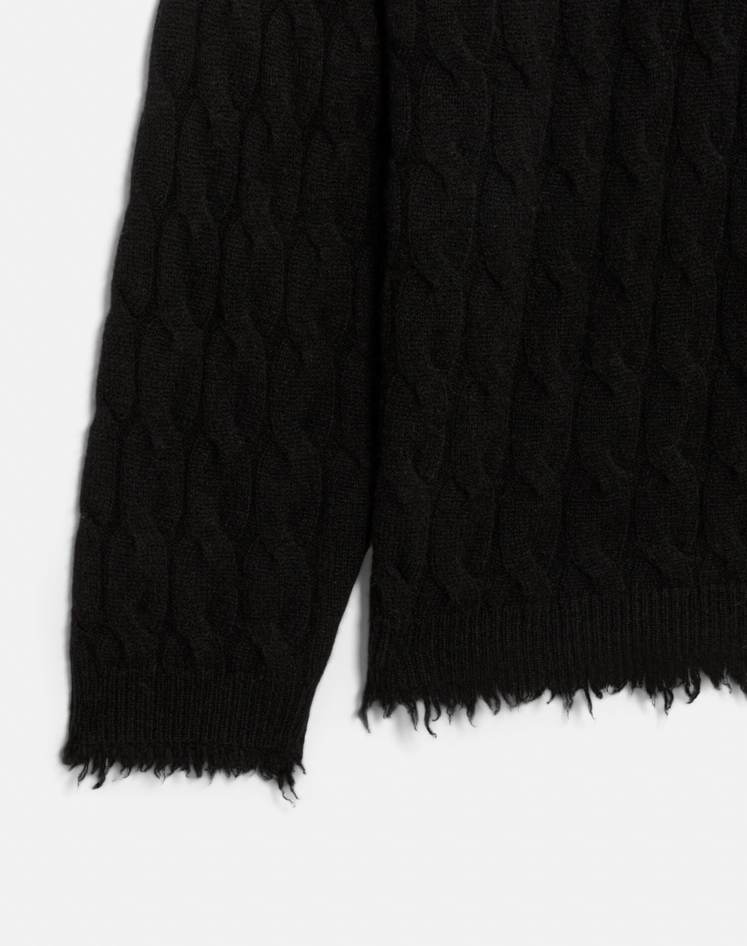 Cable V Neck Pullover - Black