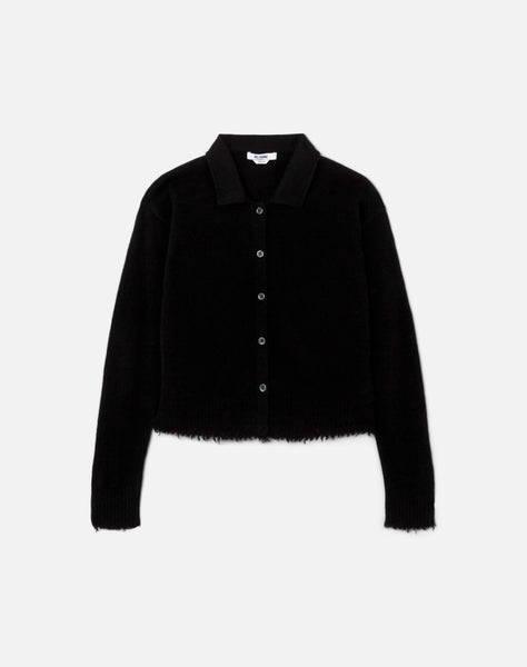 RE/DONE | The Loose Polo Cardigan in Black