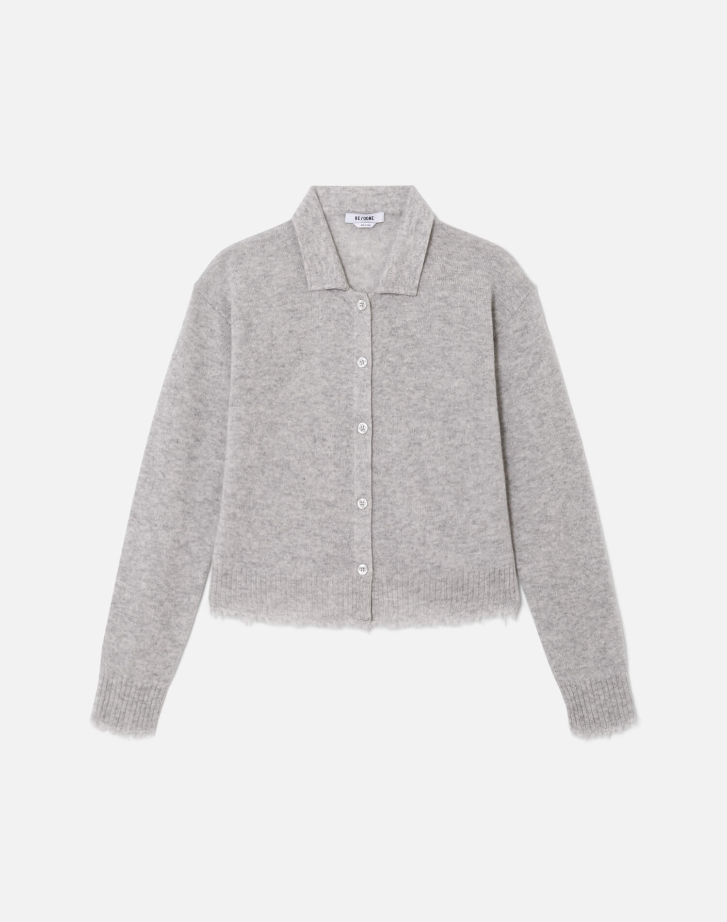 The Loose Polo Cardigan - Light Heather Grey