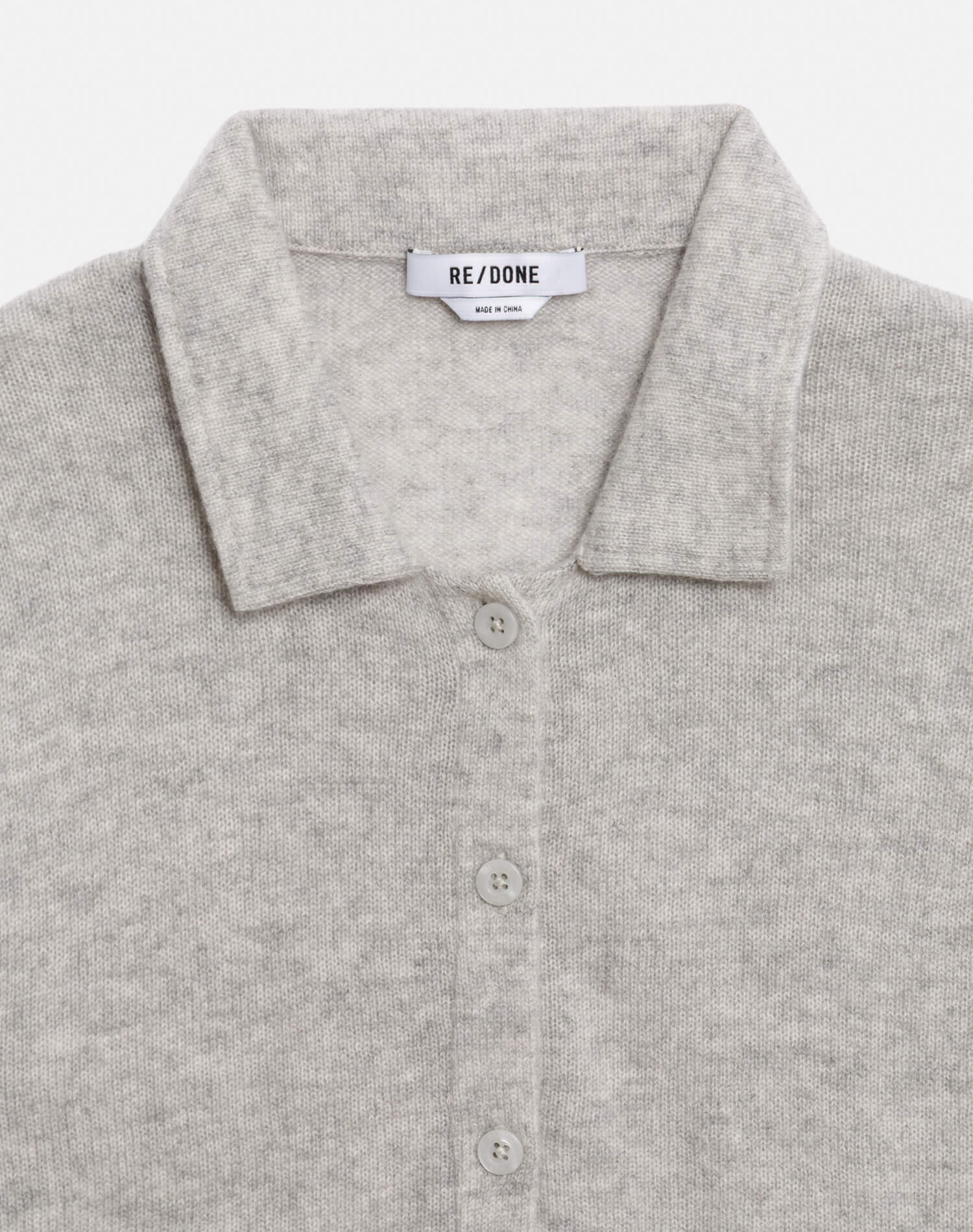 The Loose Polo Cardigan - Light Heather Grey