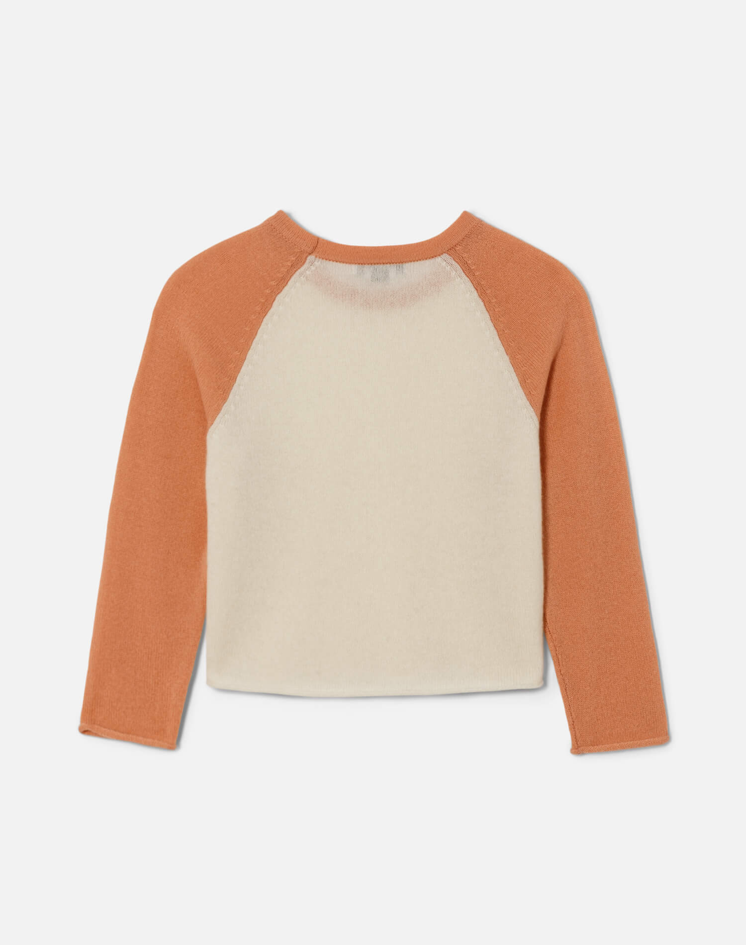 Featherweight Cashmere Baseball Raglan - Ivory/Papaya