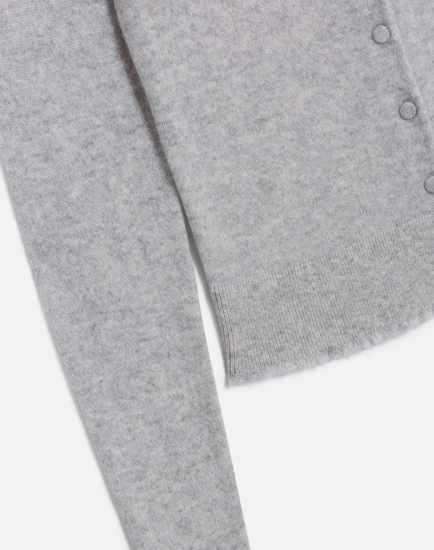 Cashmere Crewneck Cardigan - Light Heather Grey