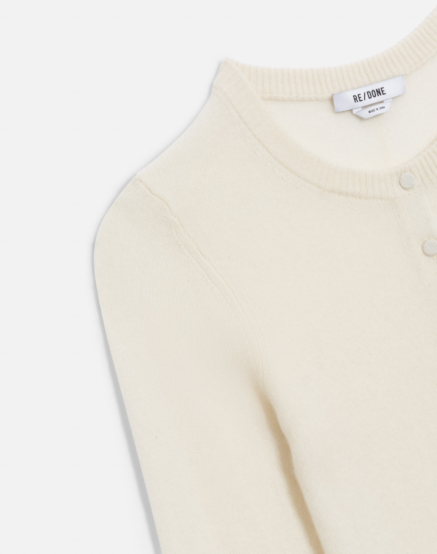 Cashmere Crewneck Cardigan - Ivory