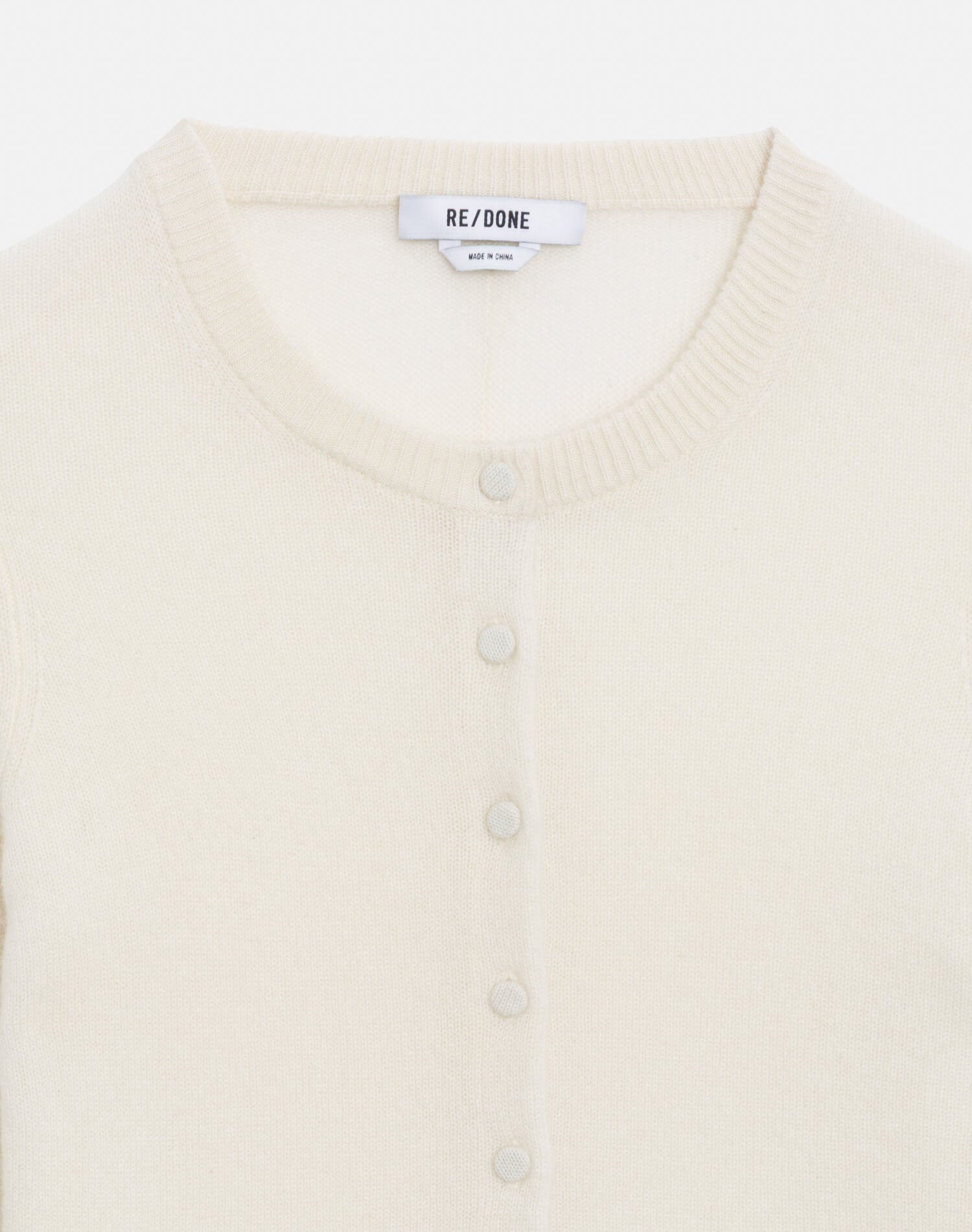 Cashmere Crewneck Cardigan - Ivory