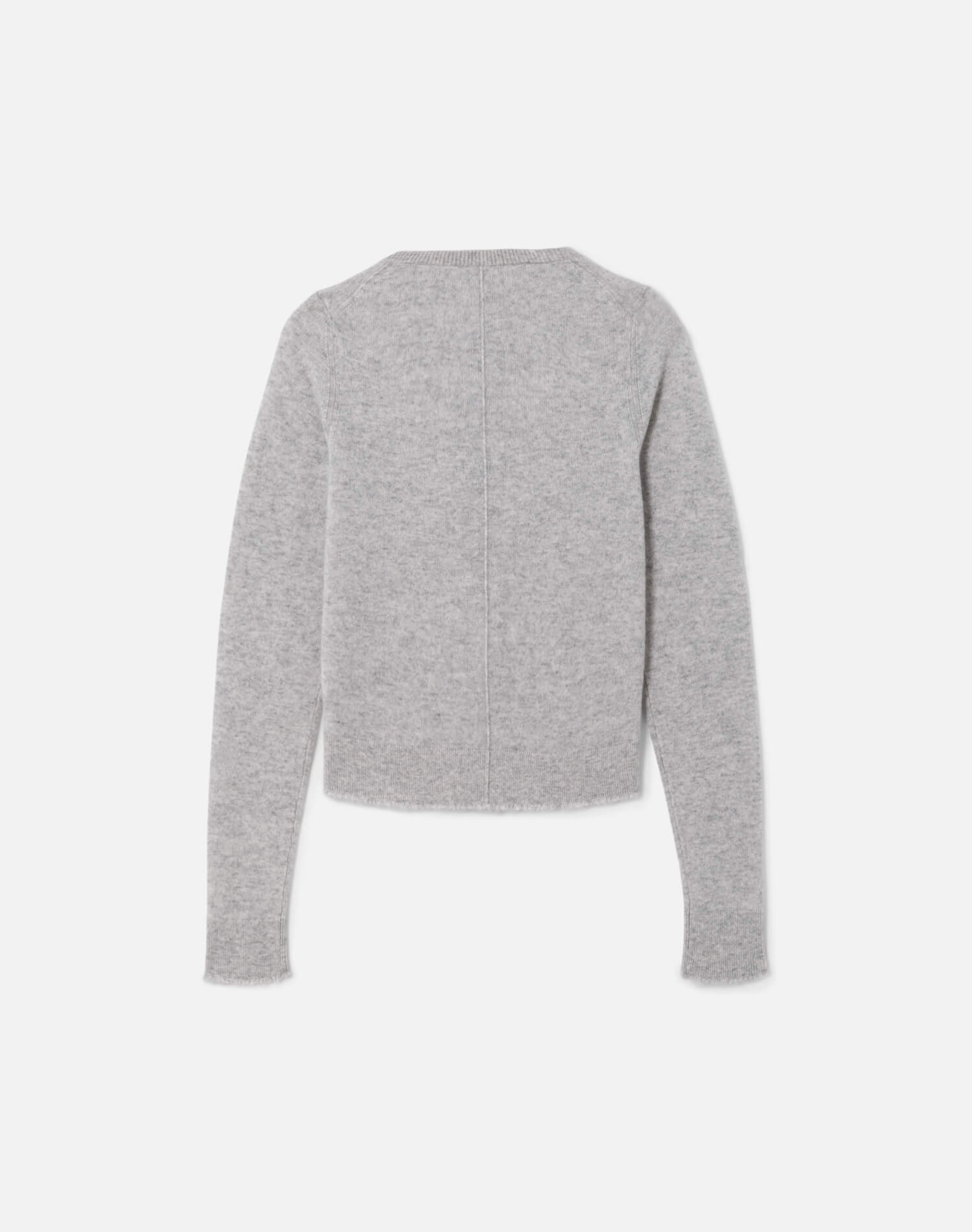 Cashmere Crewneck Cardigan - Light Heather Grey