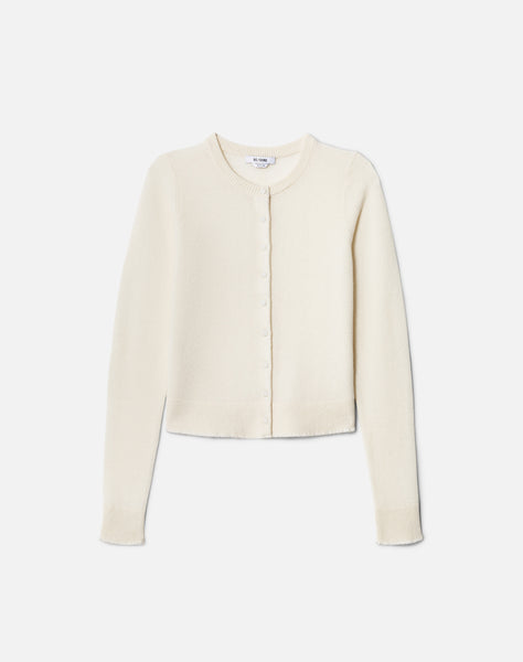 トップス q retailor cashmere cardigan RE/DONE | Cashmere Crewneck Cardigan in Ivory
