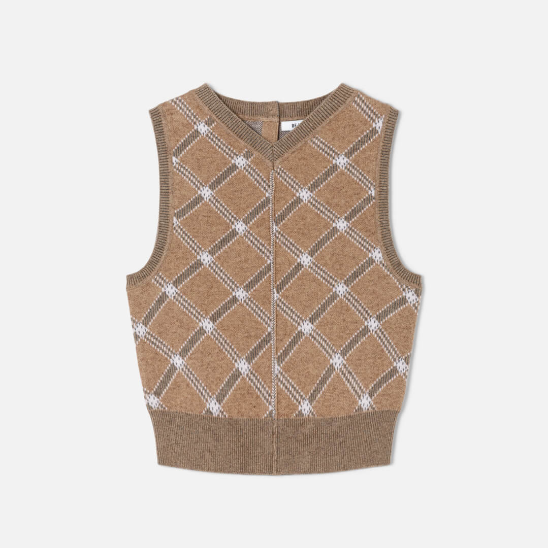 Pintuck Vest - Camel Combo