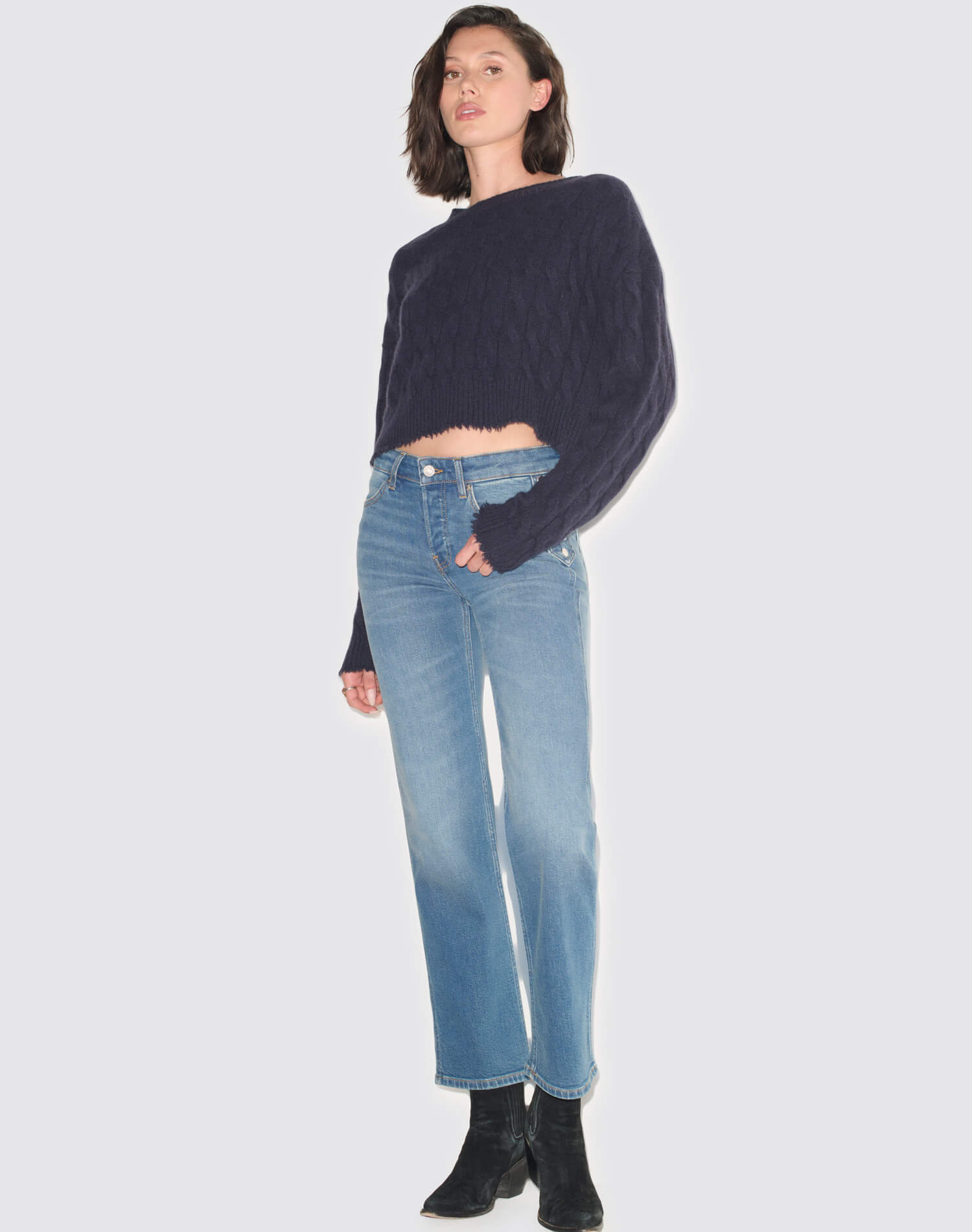 Rowe Cashmere Pullover - Navy