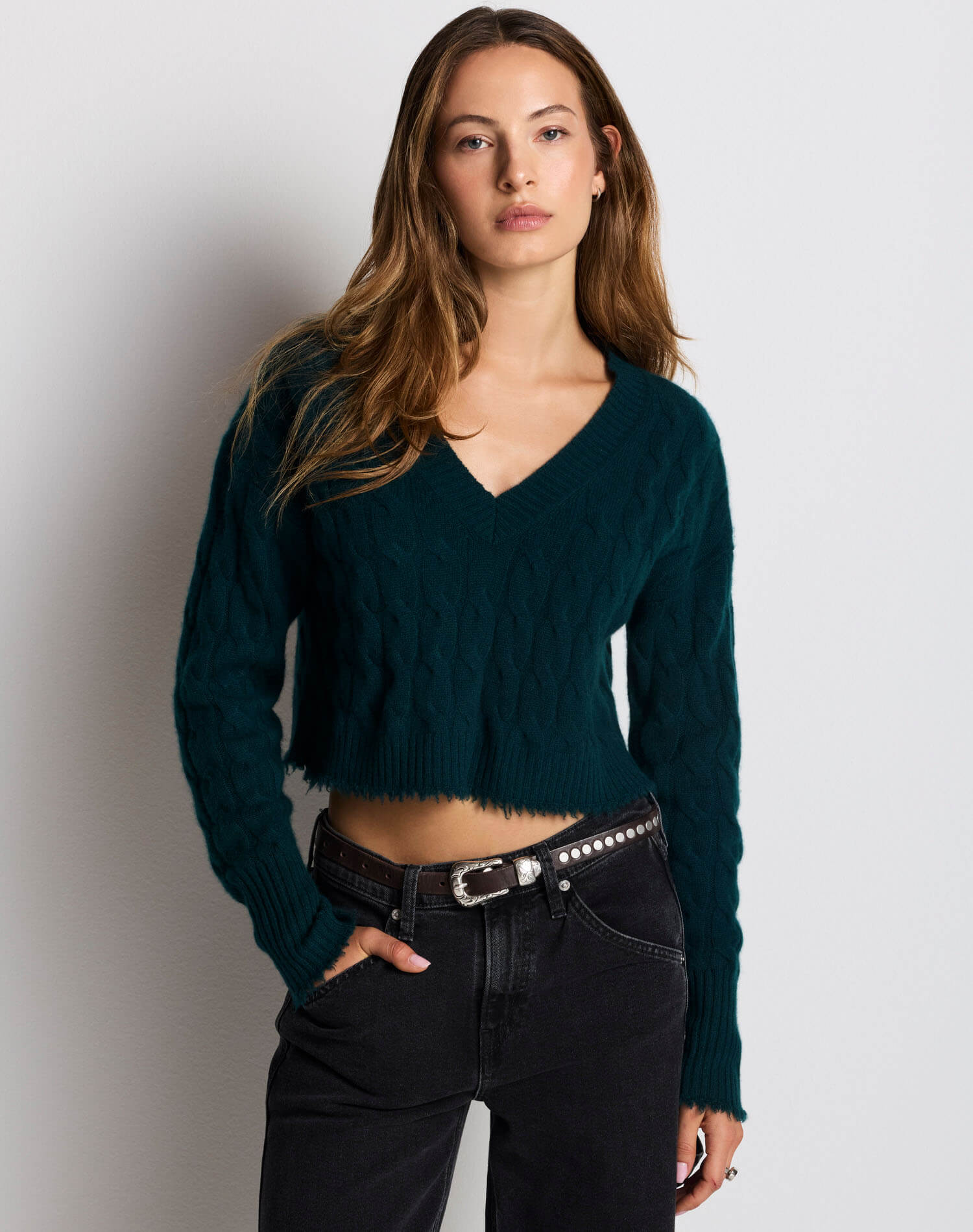 Zoe Cashmere V Neck - Mallard
