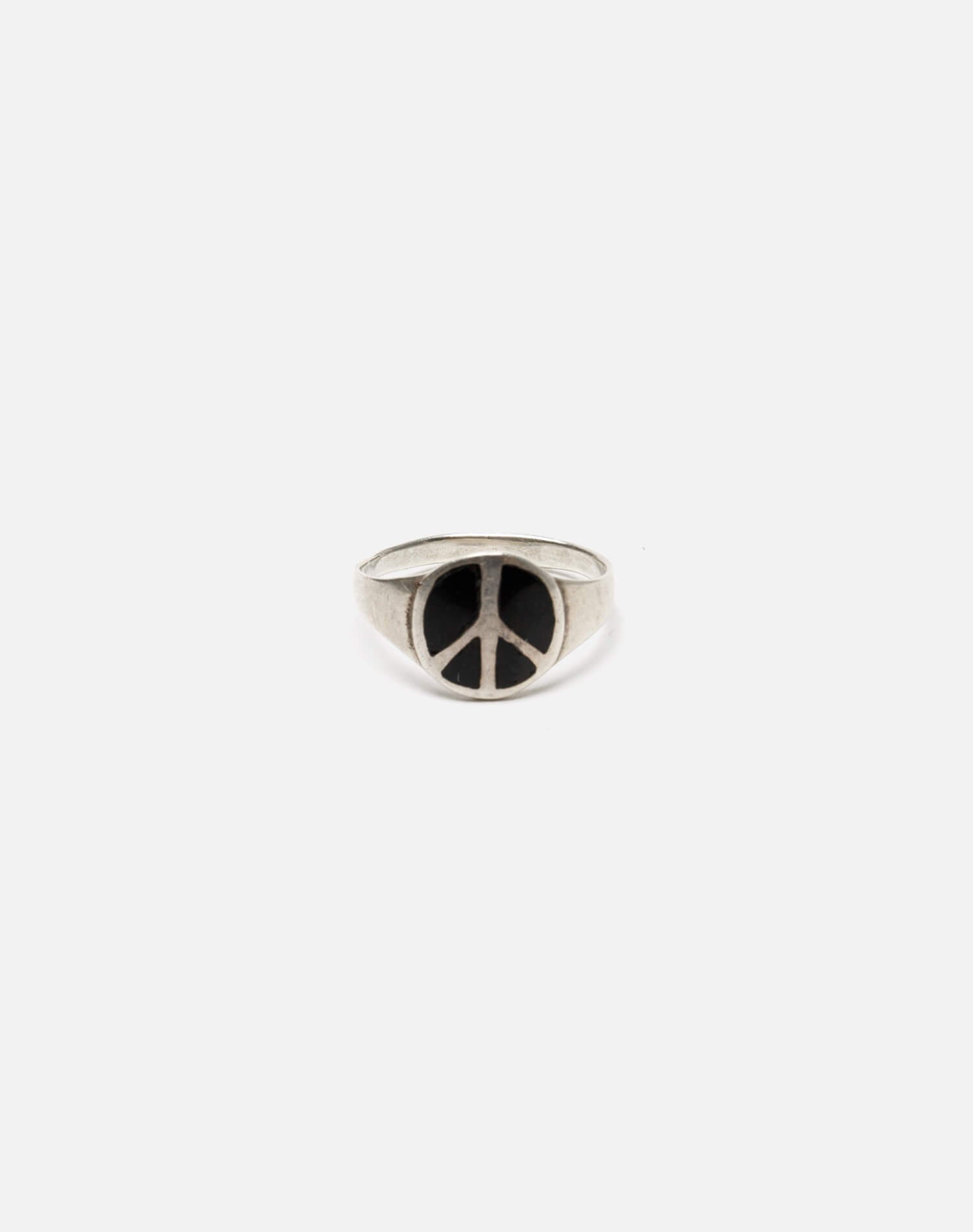 70s Inlaid Onyx Peace Mexican Sterling Silver Ring