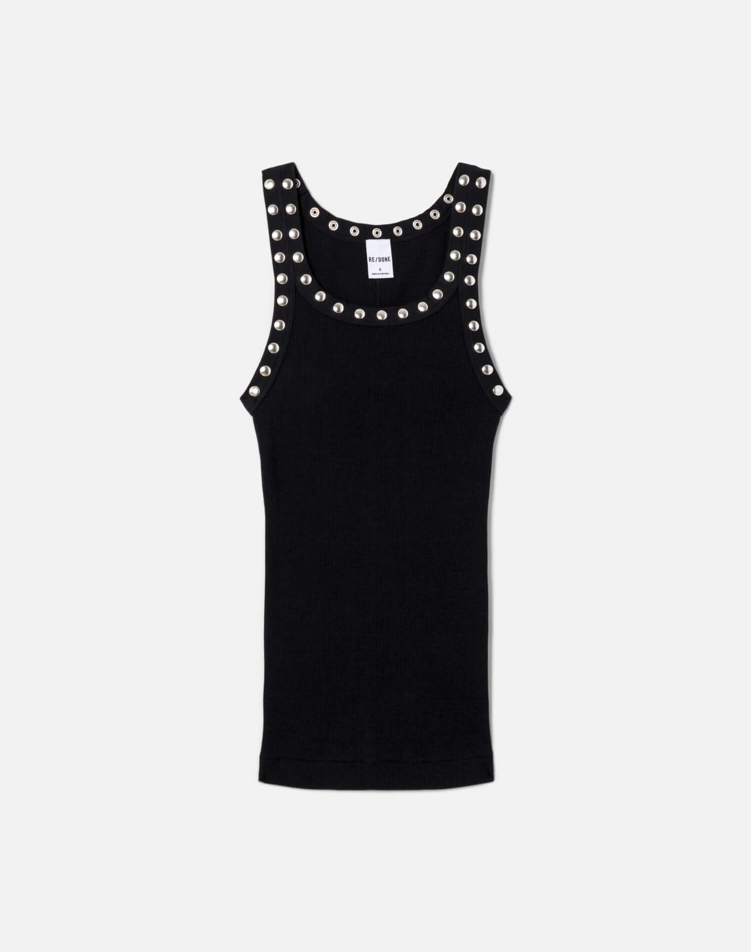 Studded Ribbed Tank - Black
