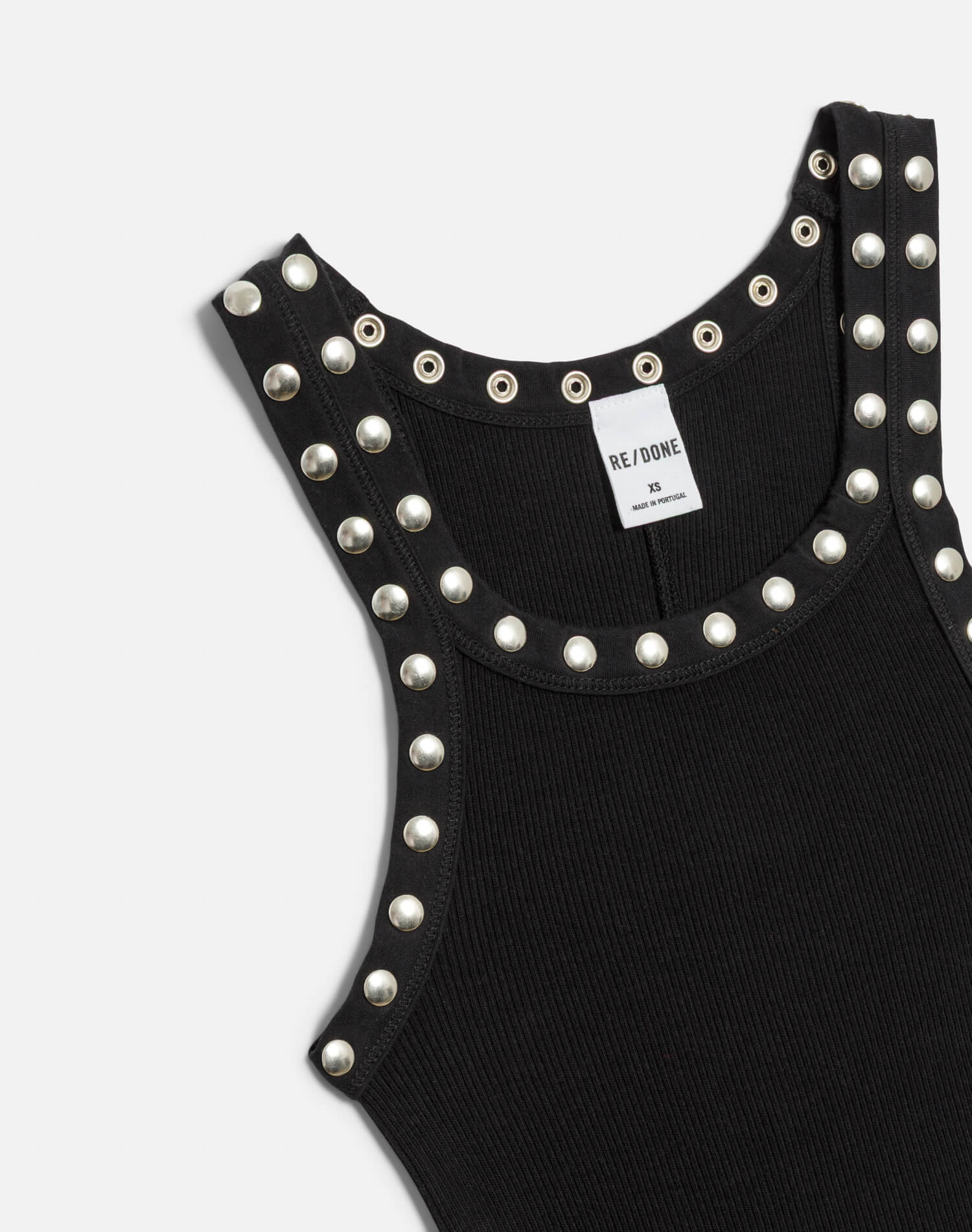 Studded Ribbed Tank - Black