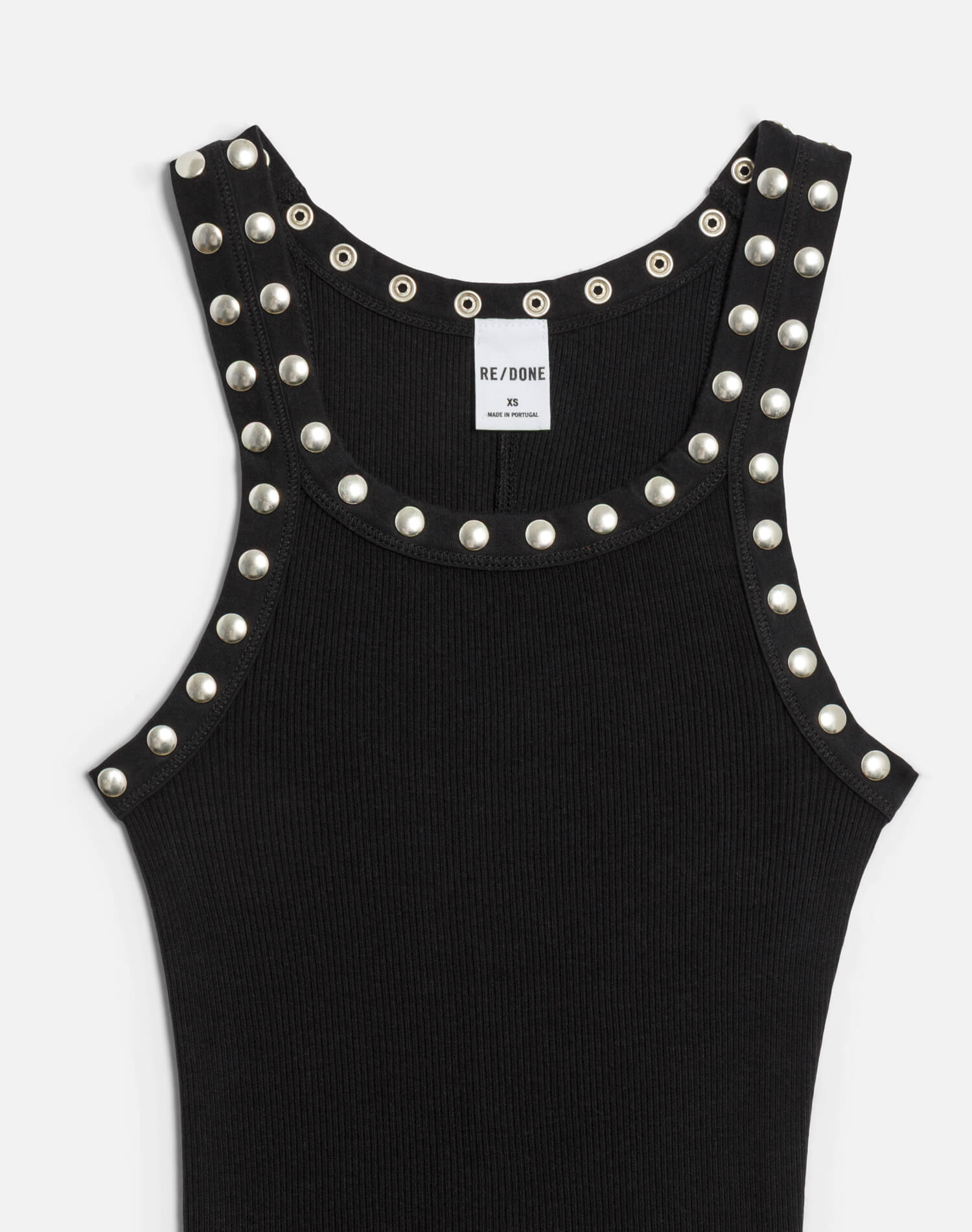 Studded Ribbed Tank - Black