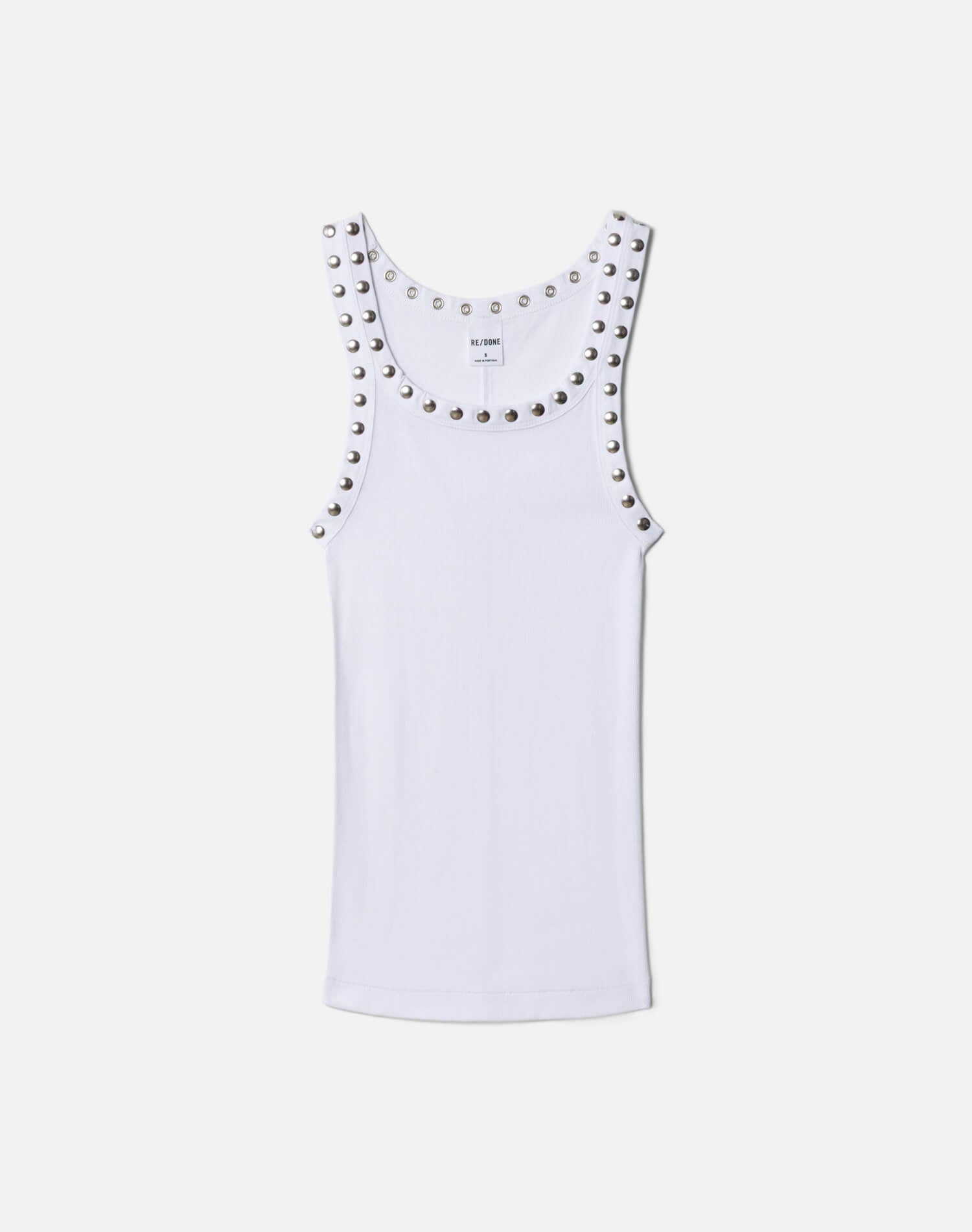 Studded Ribbed Tank - Optic White
