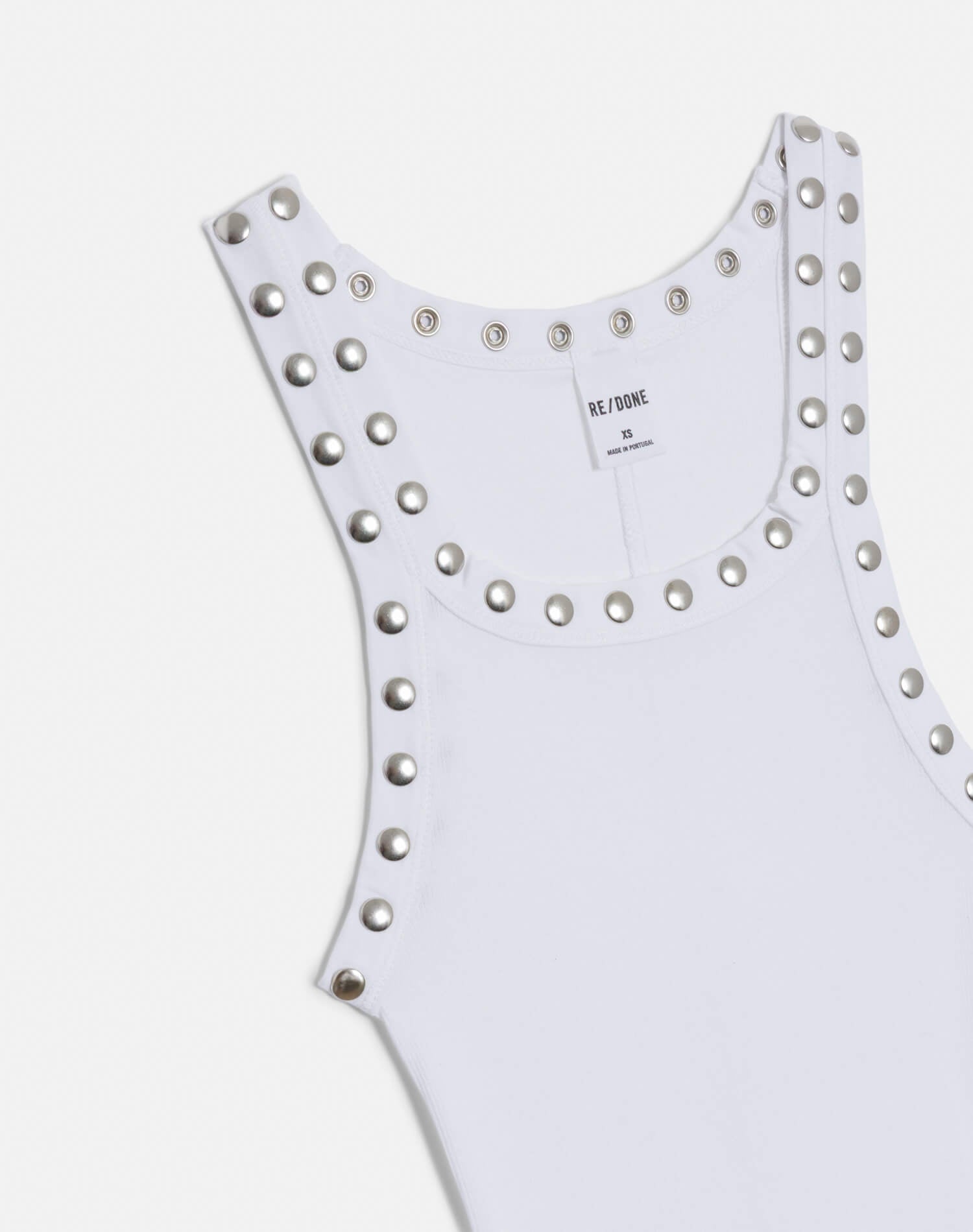 Studded Ribbed Tank - Optic White
