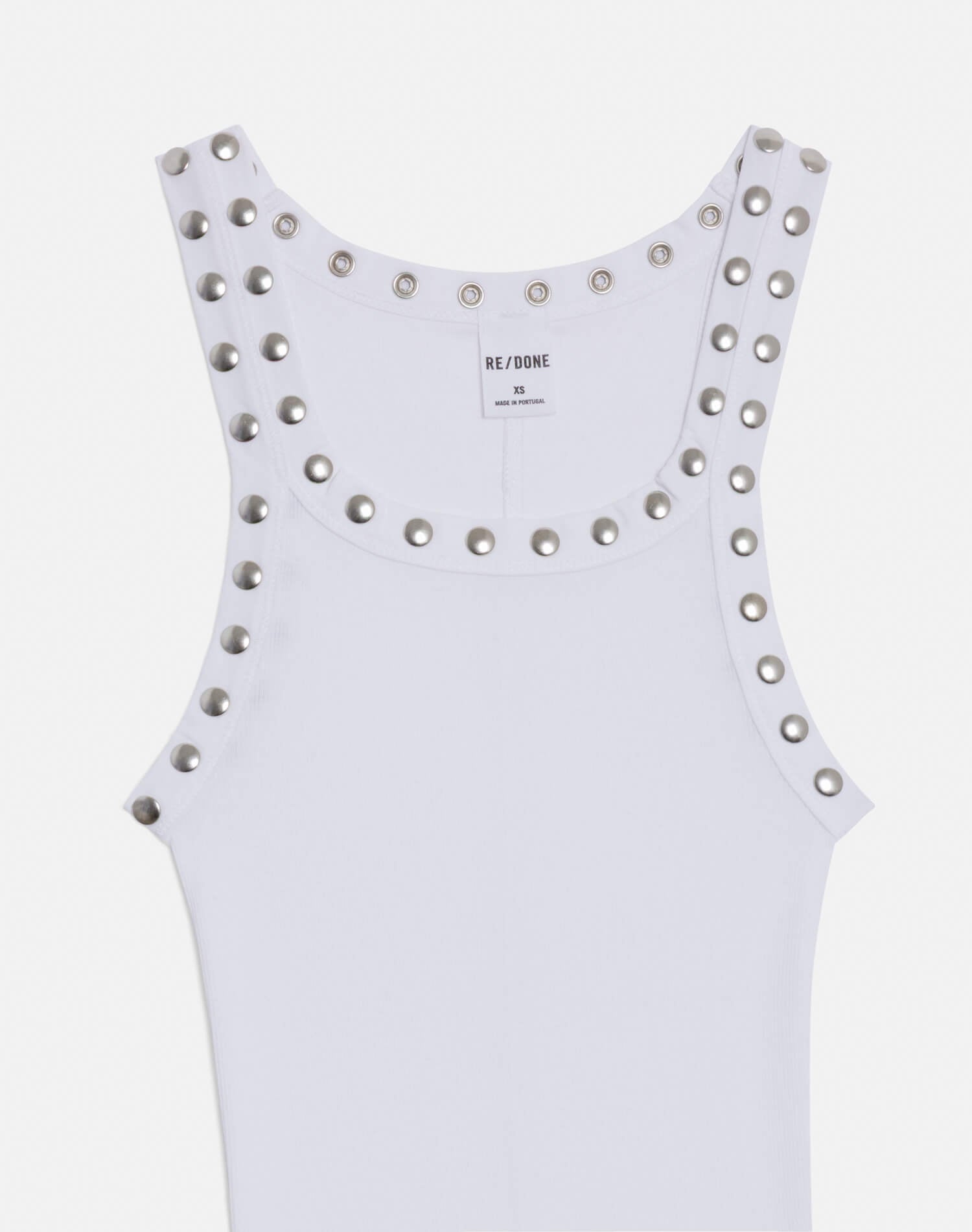 Studded Ribbed Tank - Optic White