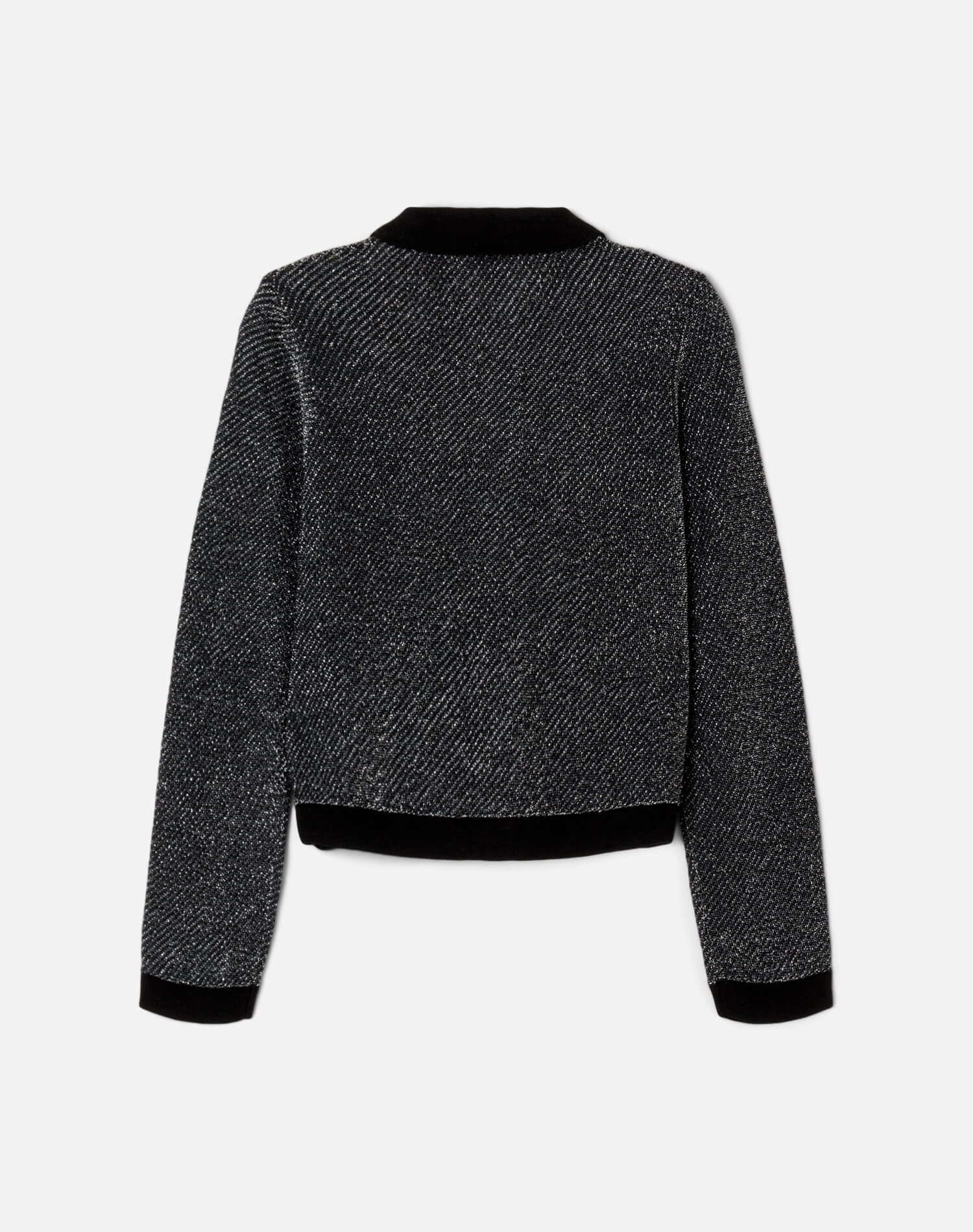 Lurex Polo Cardigan - Black/Silver Lurex