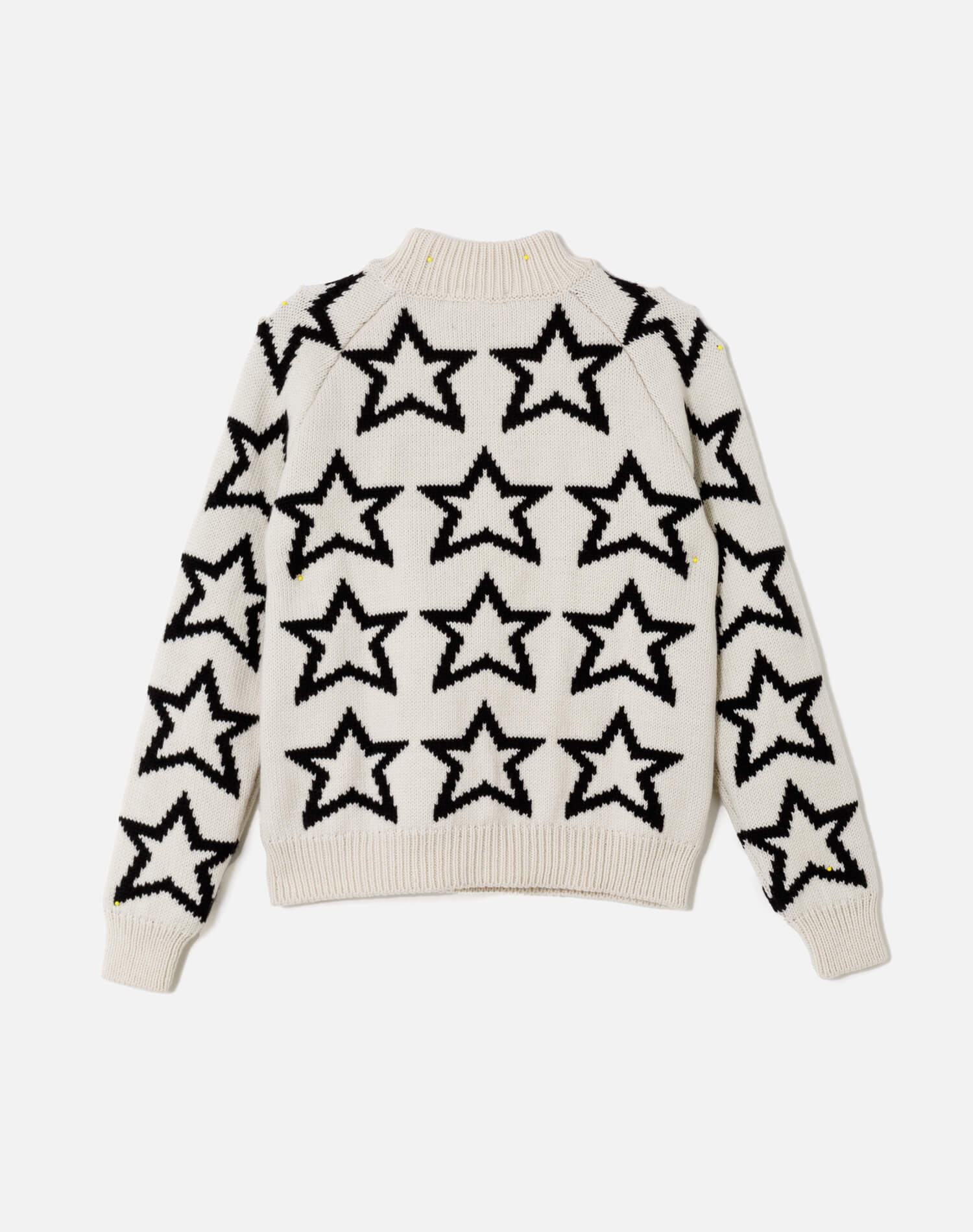 Mock Neck Star Pullover - Ivory/Black