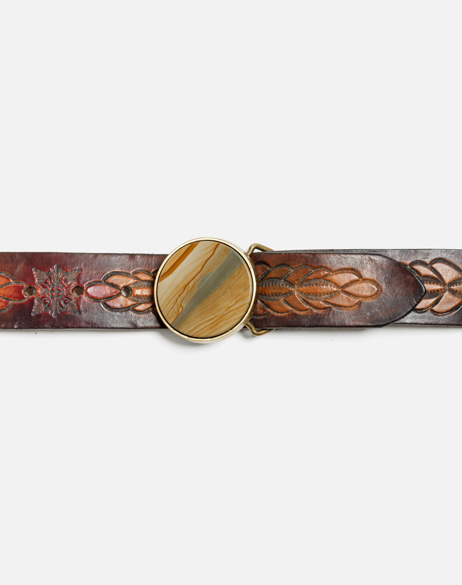 80s Jasper and Brass Buckle on Embossed Belt