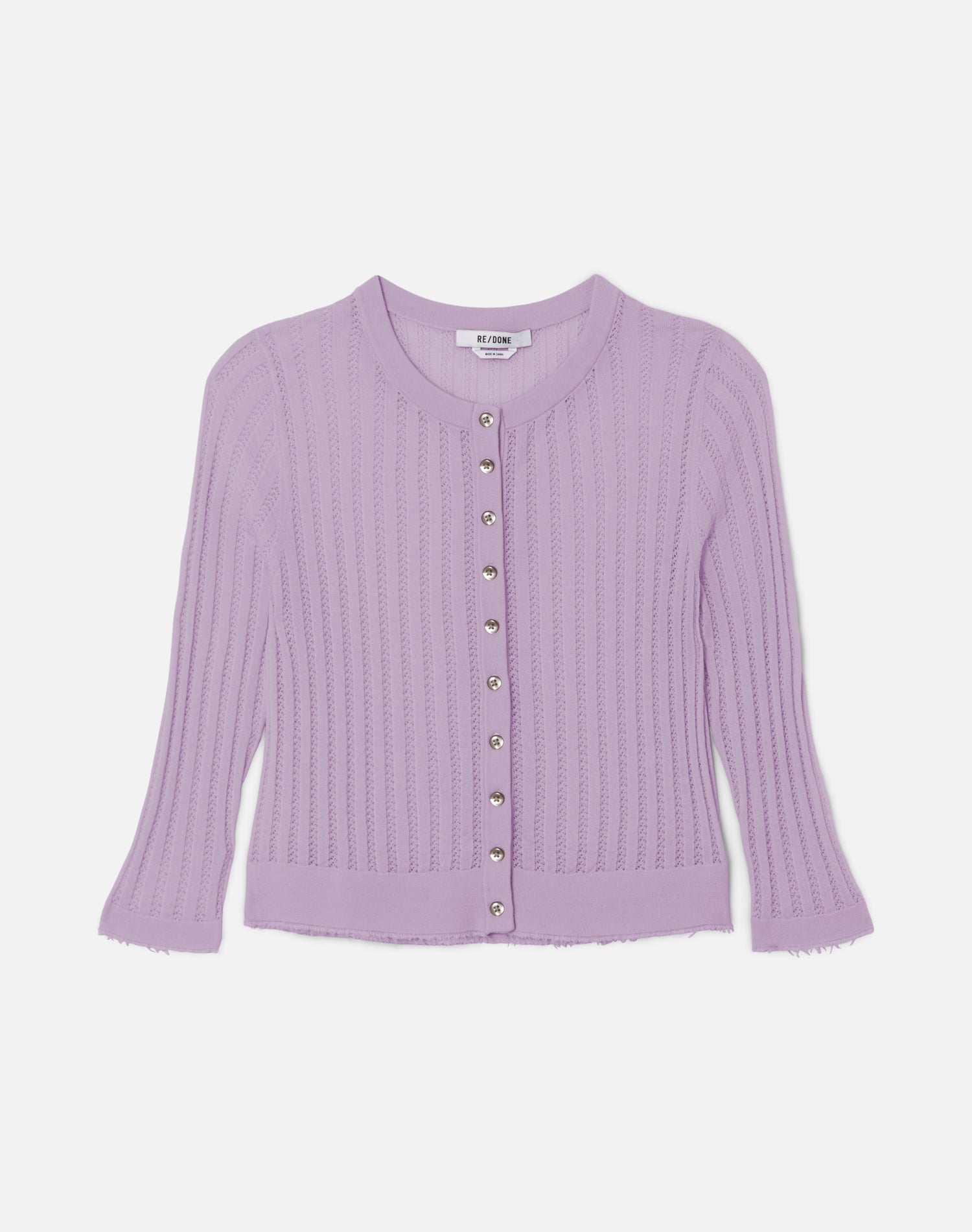 The Veil Pointelle Cardigan - Baby Violet