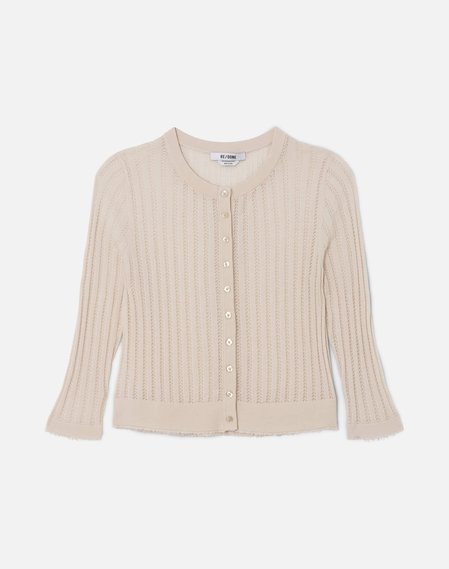 The Veil Pointelle Cardigan - Ivory