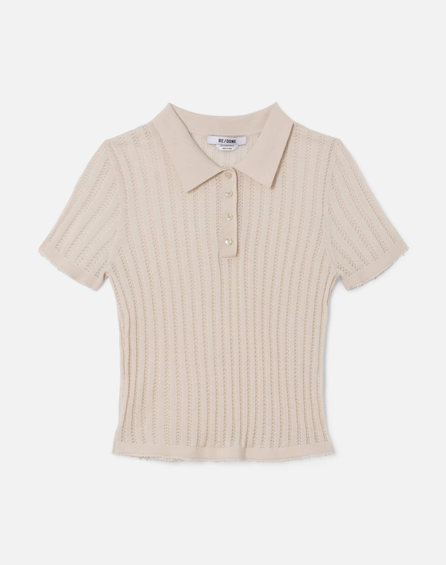 The Veil Pointelle Polo - Ivory