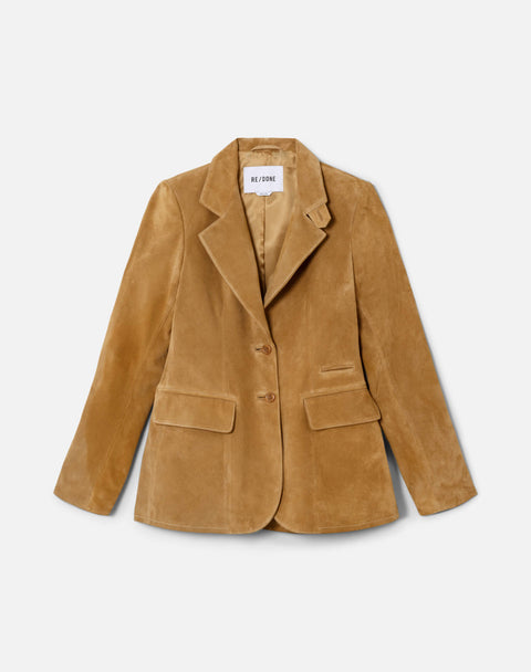 Classic Suede Blazer - Tobacco