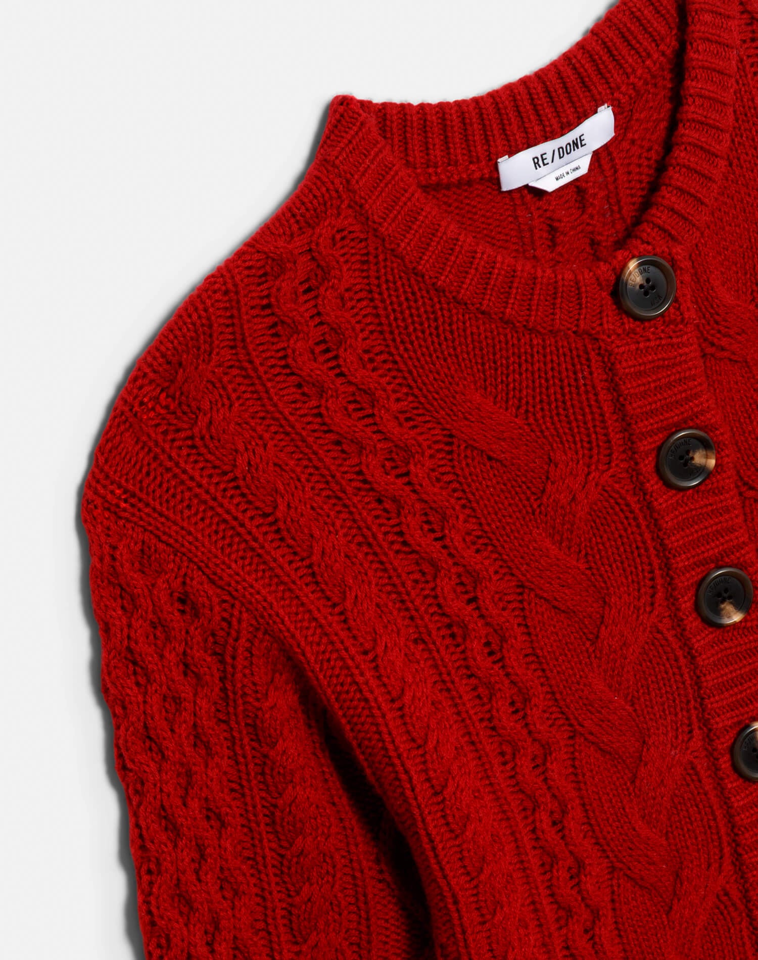 Cable Cardigan - Rosso