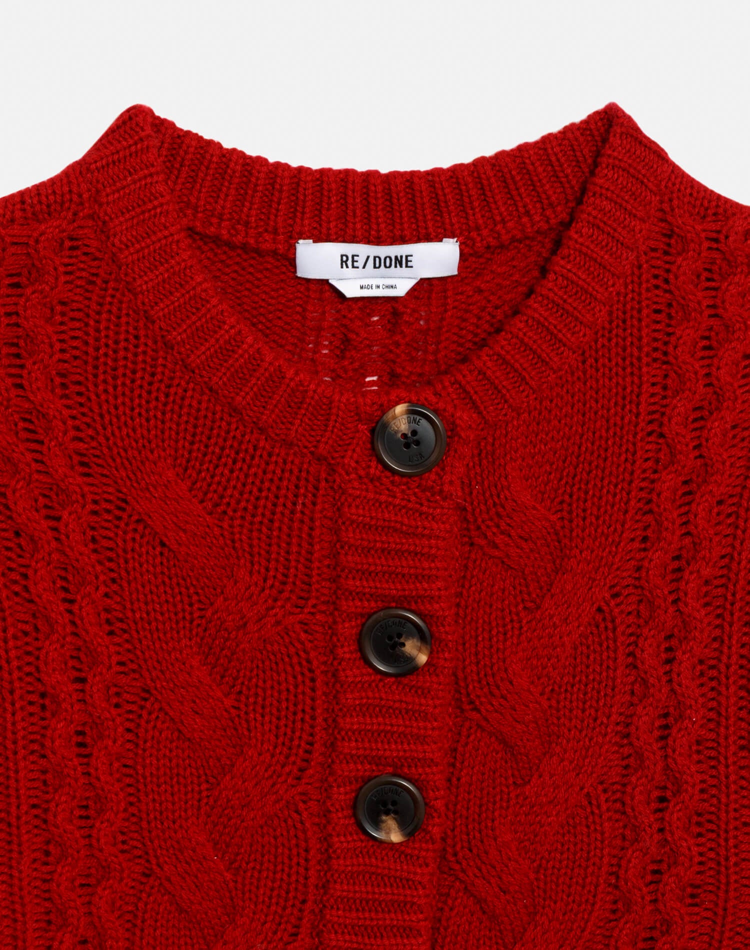 Cable Cardigan - Rosso