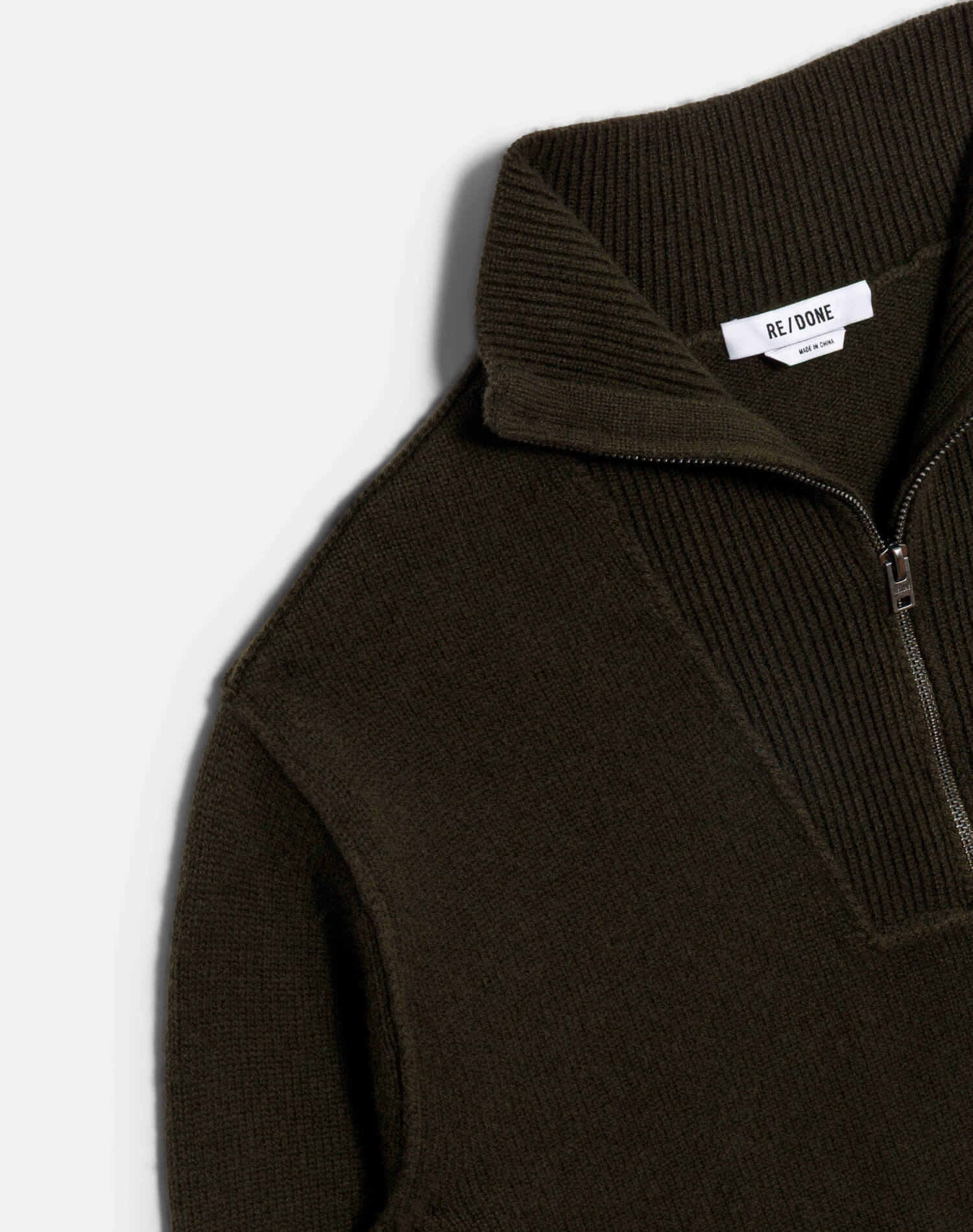 Zip Neck Pullover - Olive Branch
