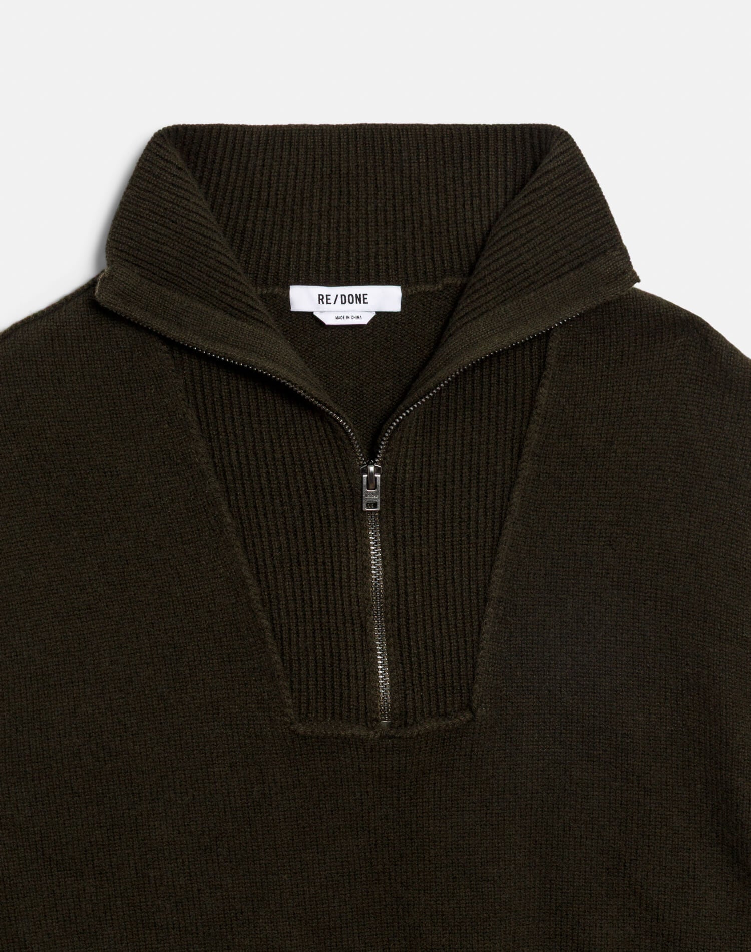 RE/DONE | Zip Neck Pullover in Olive Branch