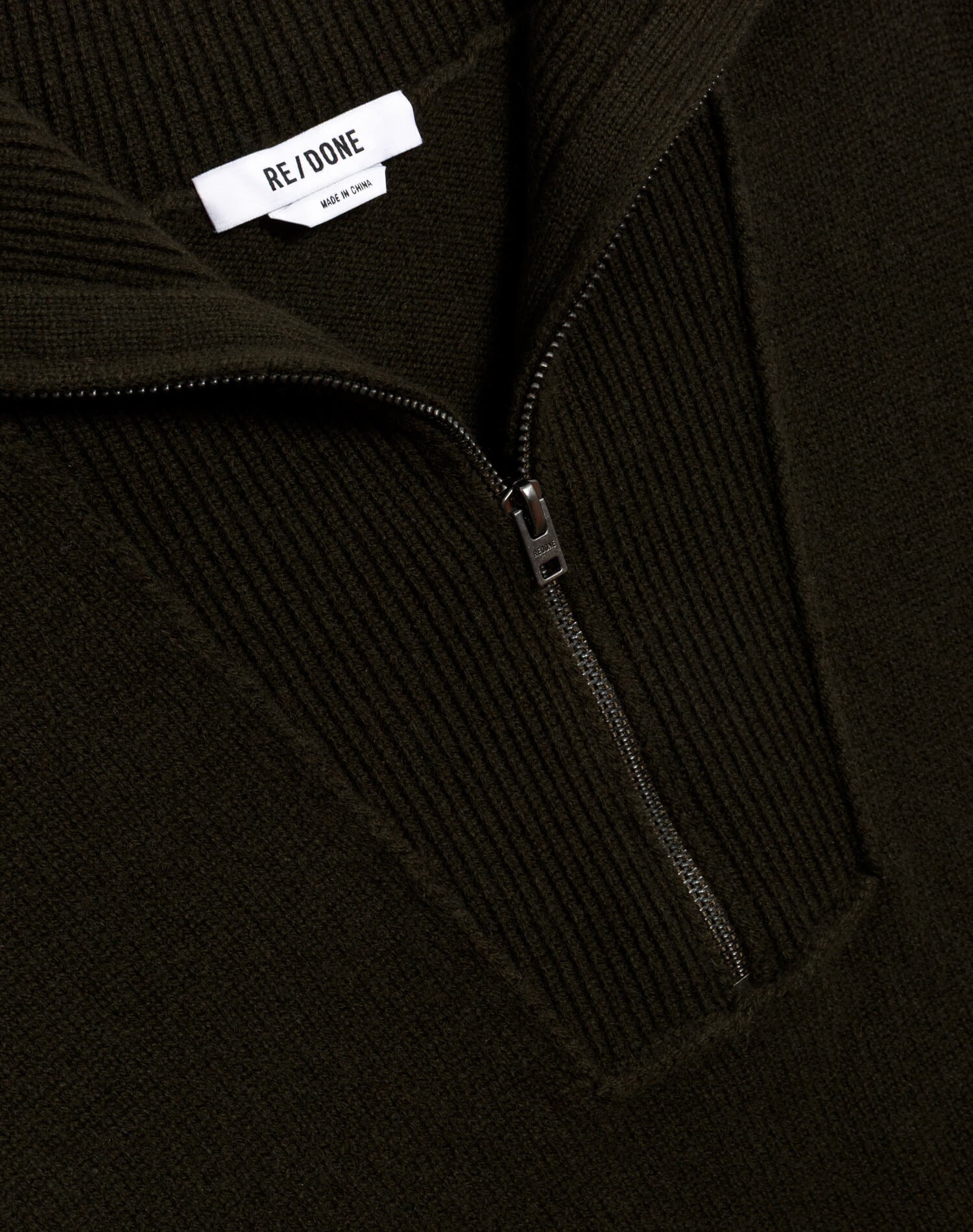 Zip Neck Pullover - Olive Branch