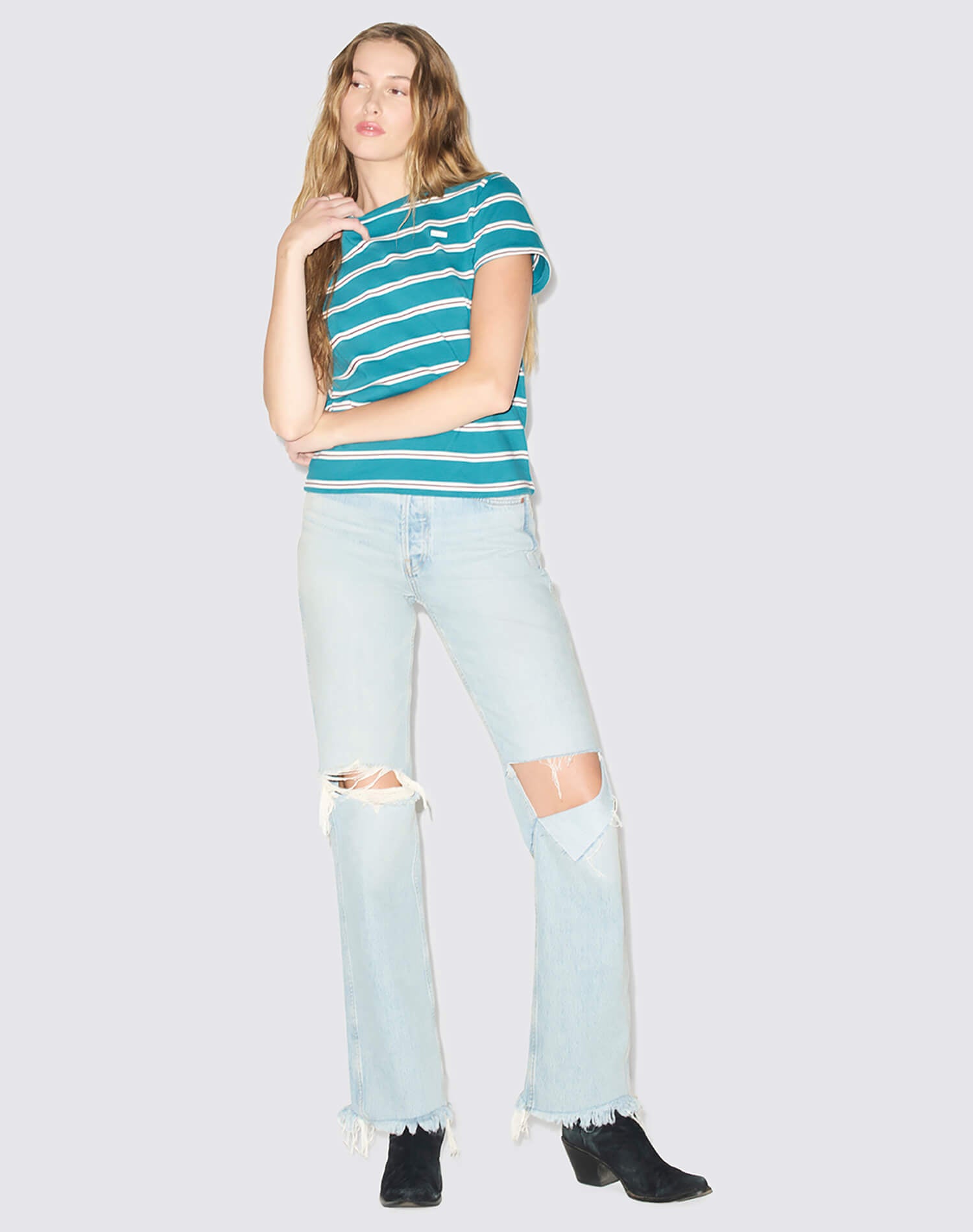 Classic Tee - Teal Stripe