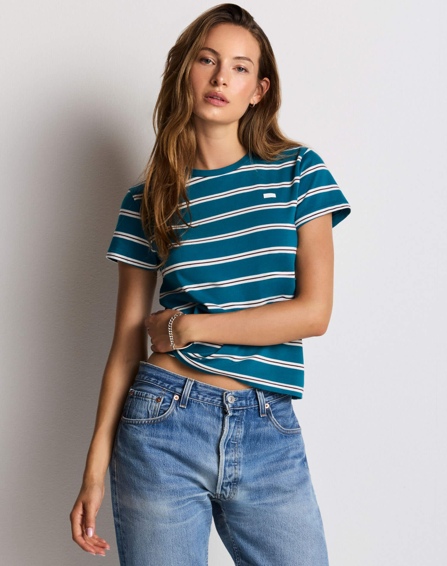 Classic Tee - Teal Stripe