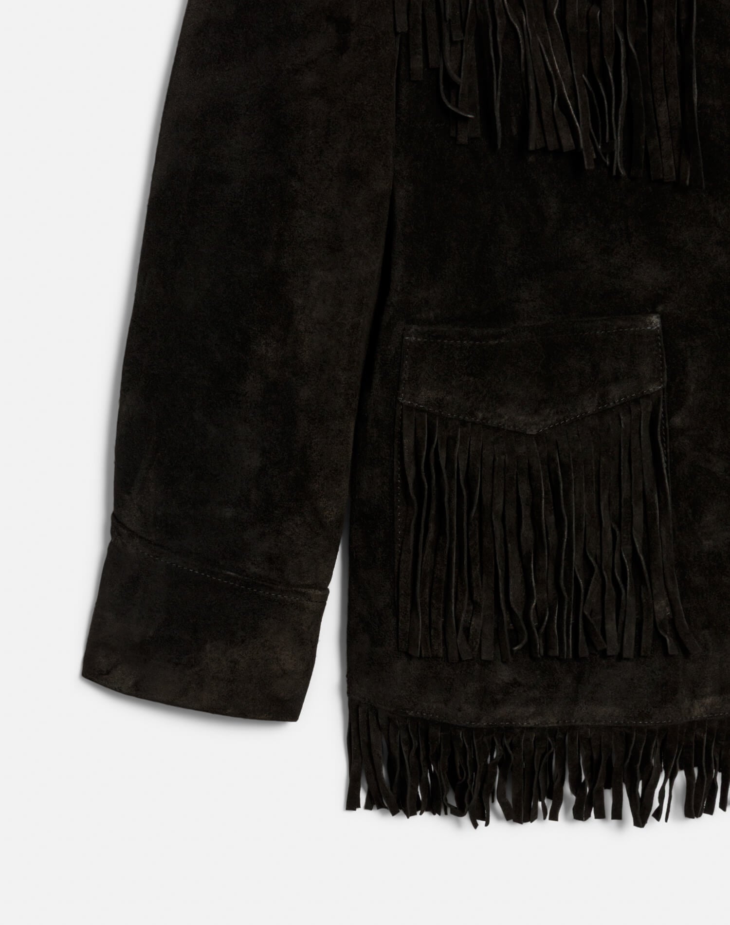 Suede Fringe Jacket - Black